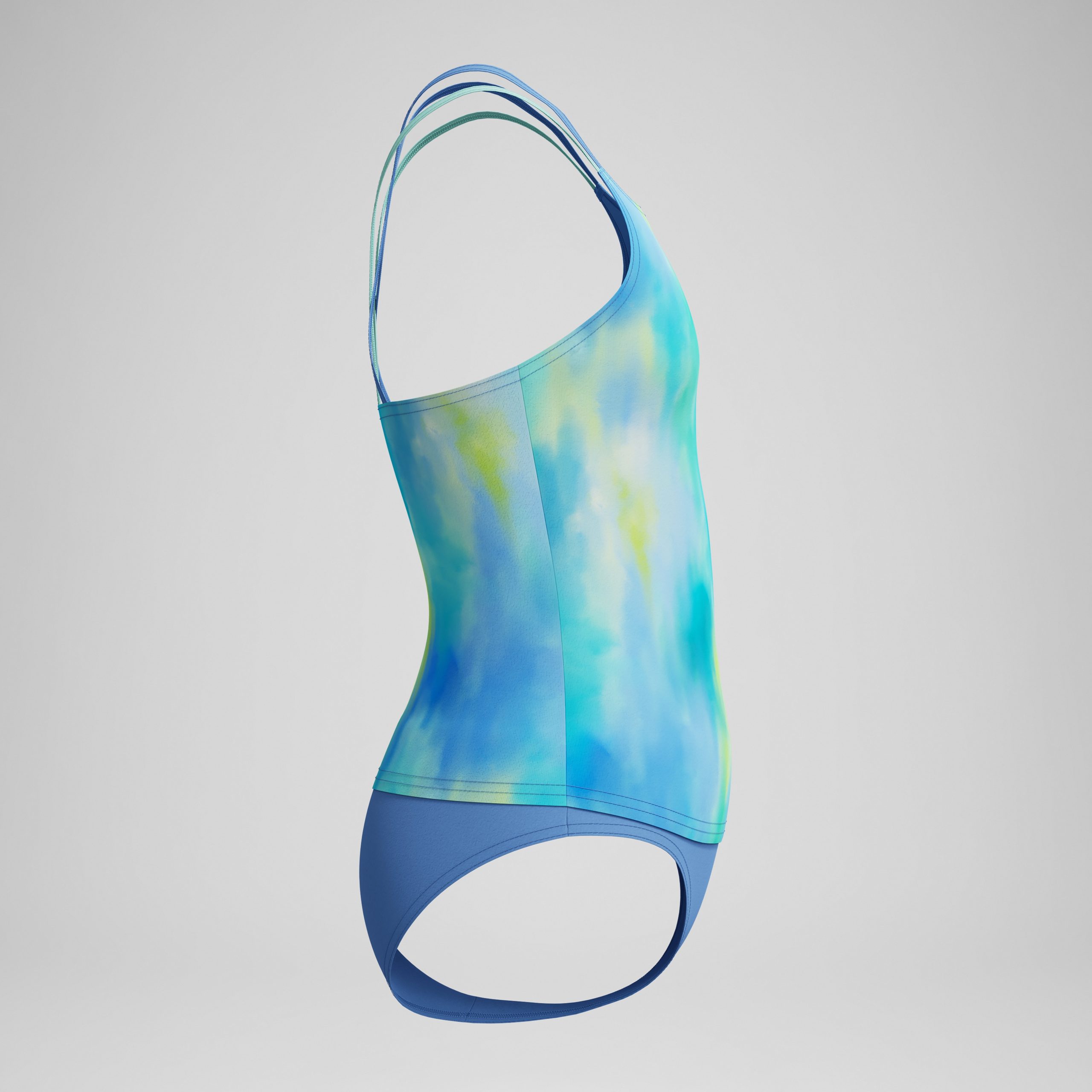 Girl's Print Strappy Tankini Set Blue - Image 3