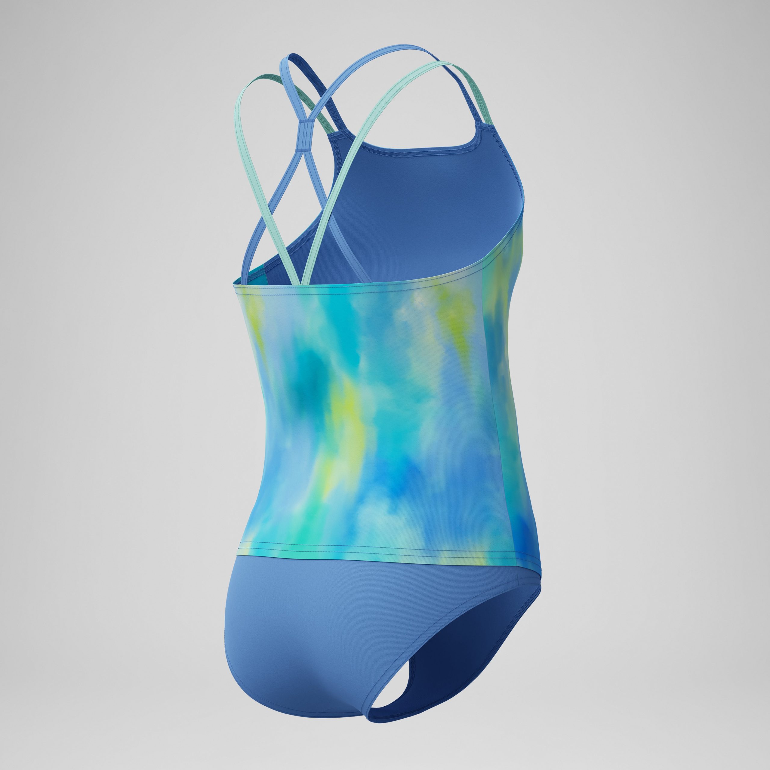 Girl's Print Strappy Tankini Set Blue - Image 4