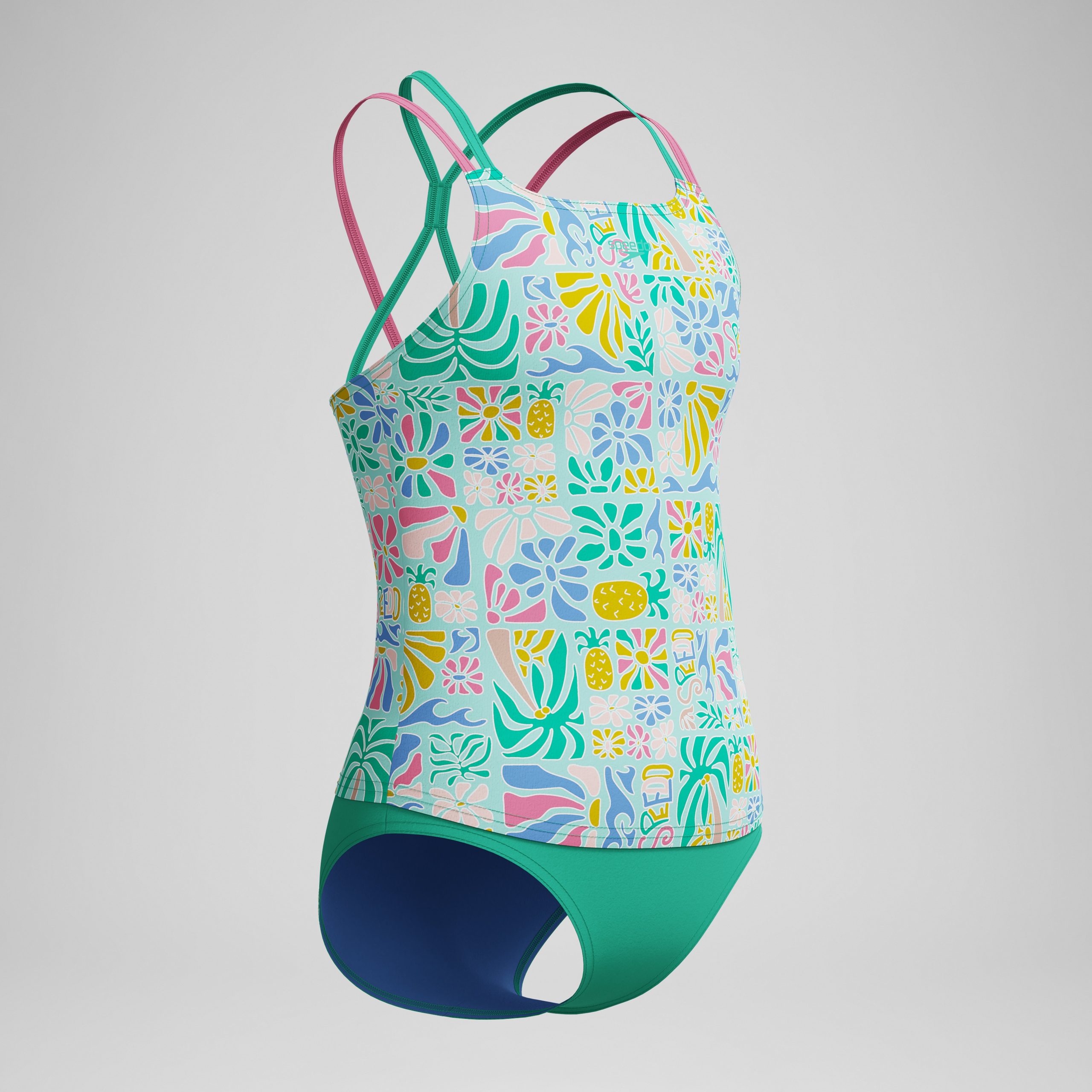 Girls Printed Strappy Two Piece Green - Image 2