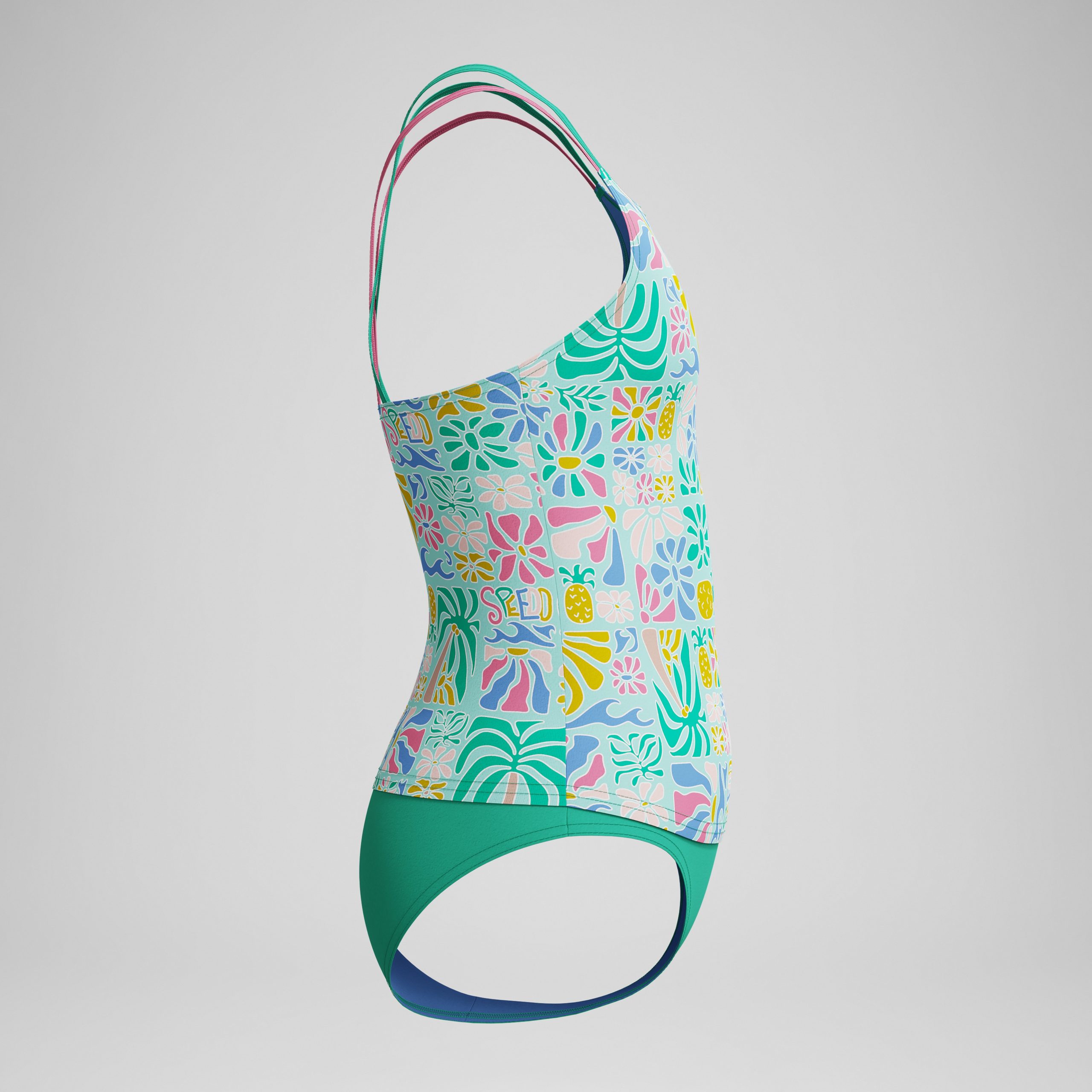 Girls Printed Strappy Two Piece Green - Image 3
