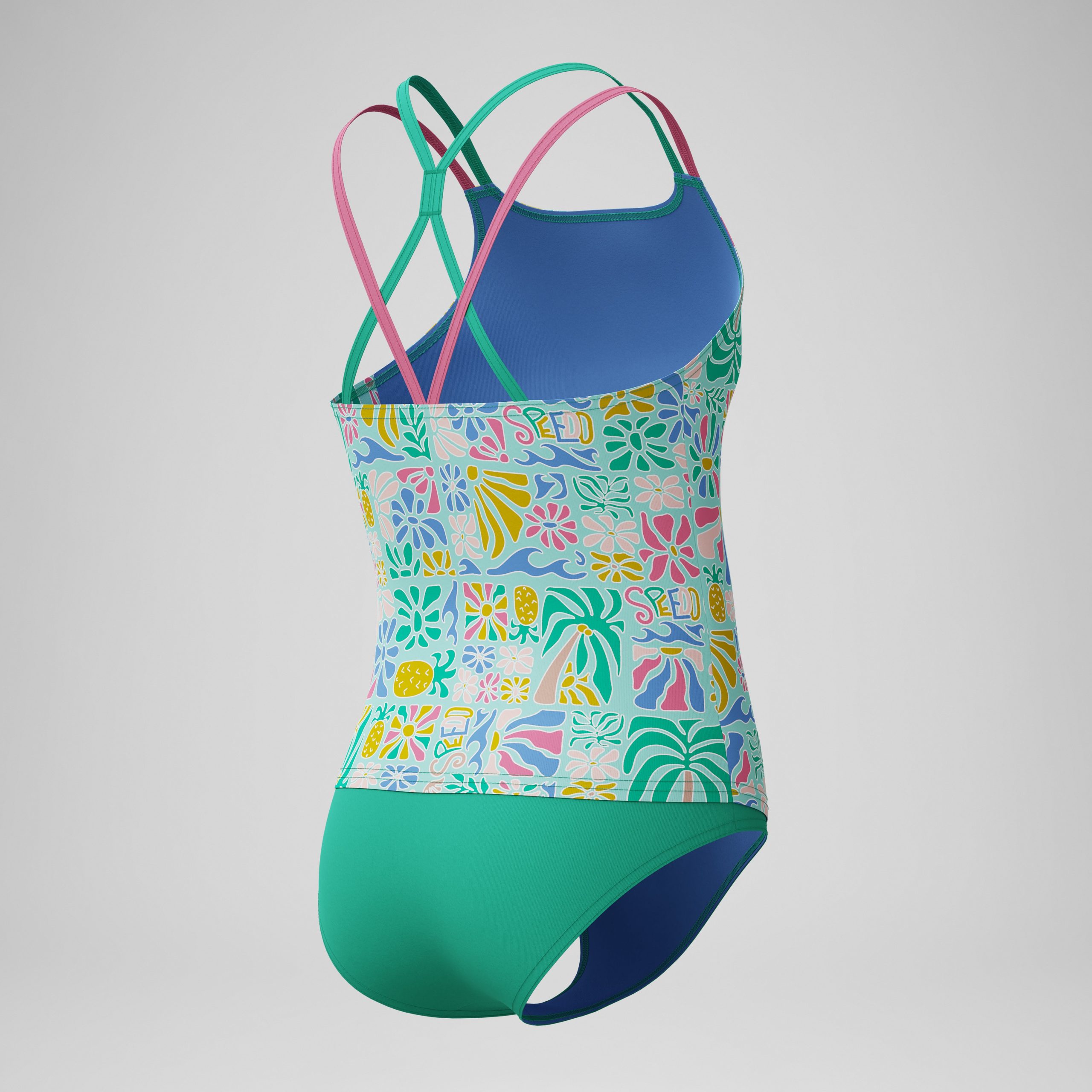 Girls Printed Strappy Two Piece Green - Image 4