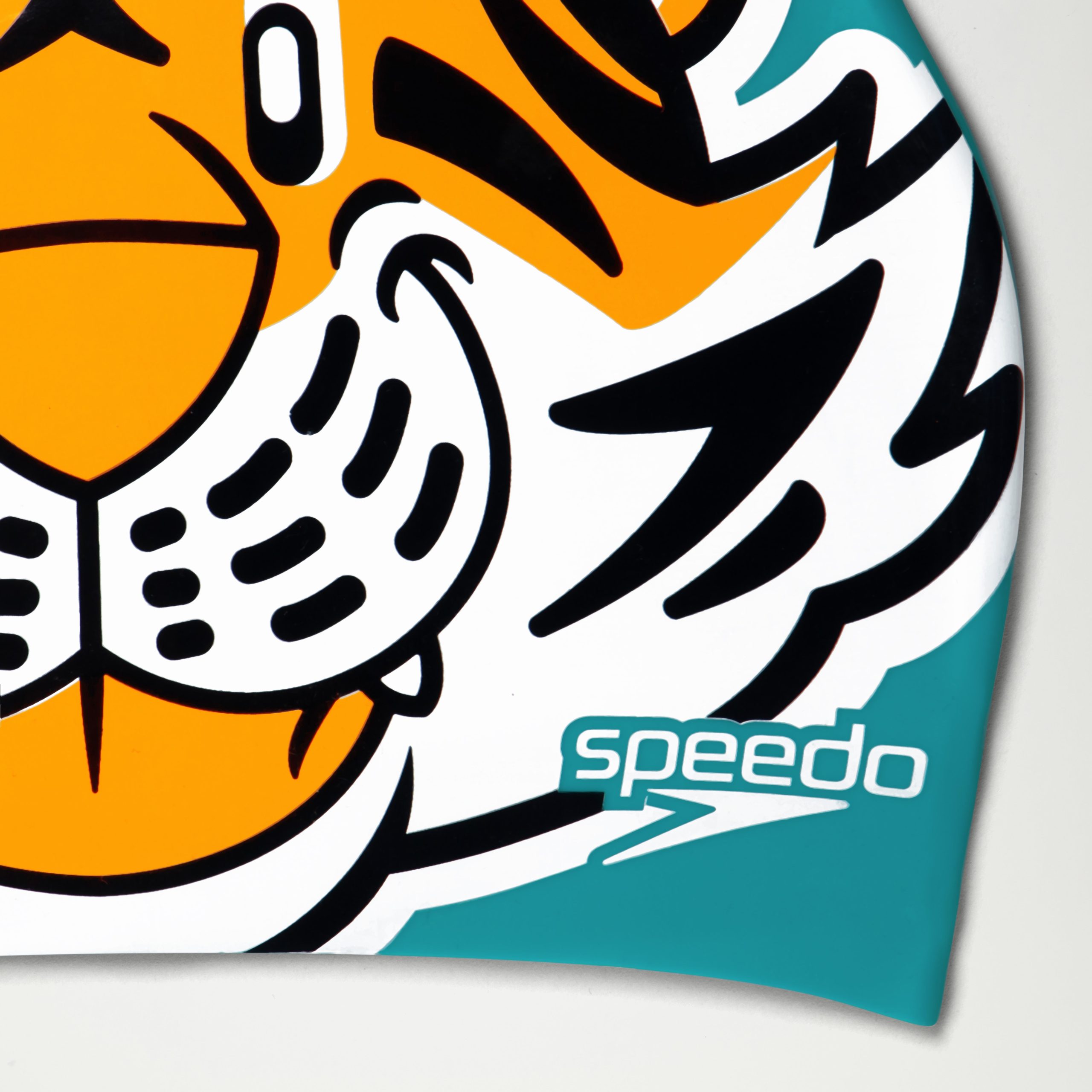 Kids Learn to Swim Tiger Printed Cap Orange - Image 3