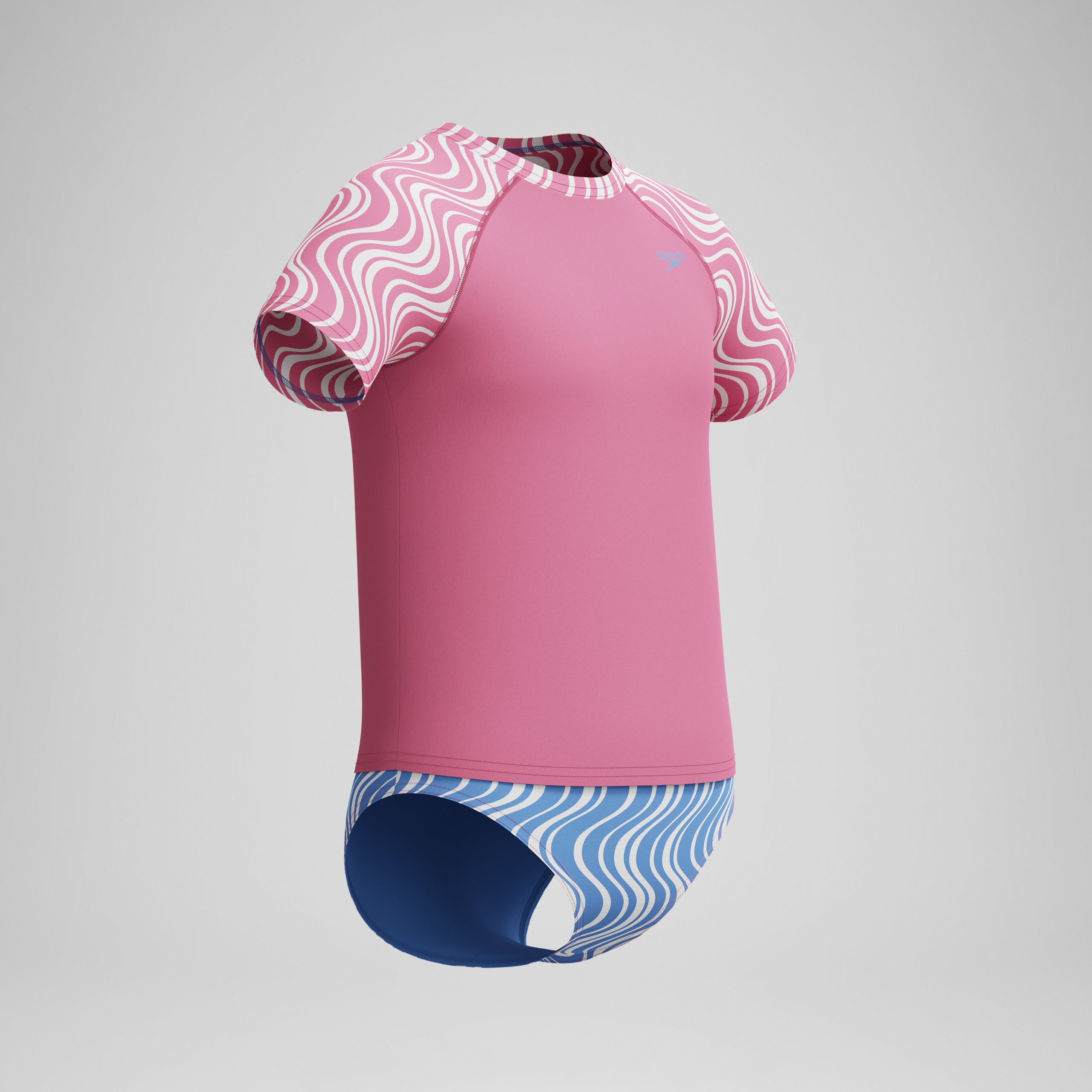 Girls Printed Short Sleeve Rashguard Set Pink - Image 2
