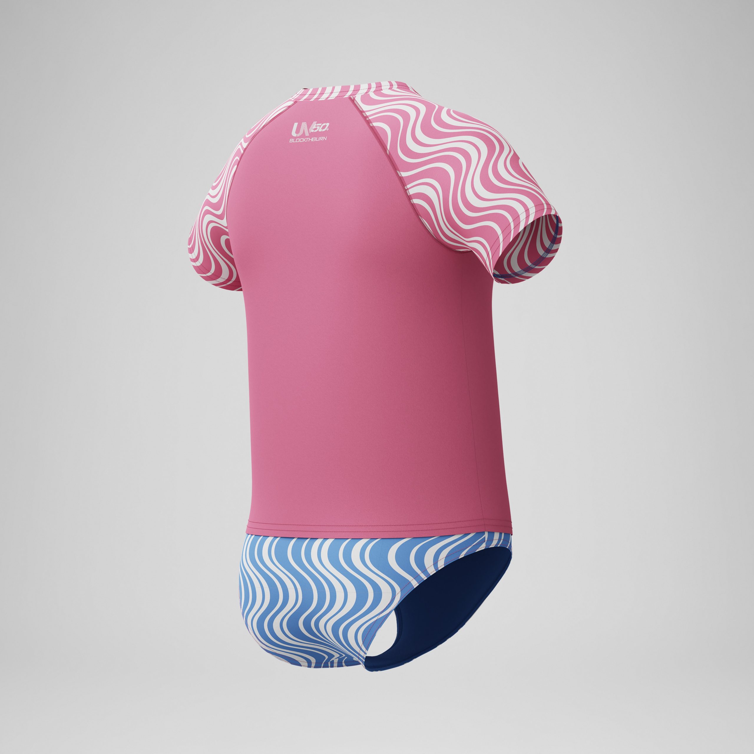 Girls Printed Short Sleeve Rashguard Set Pink - Image 4