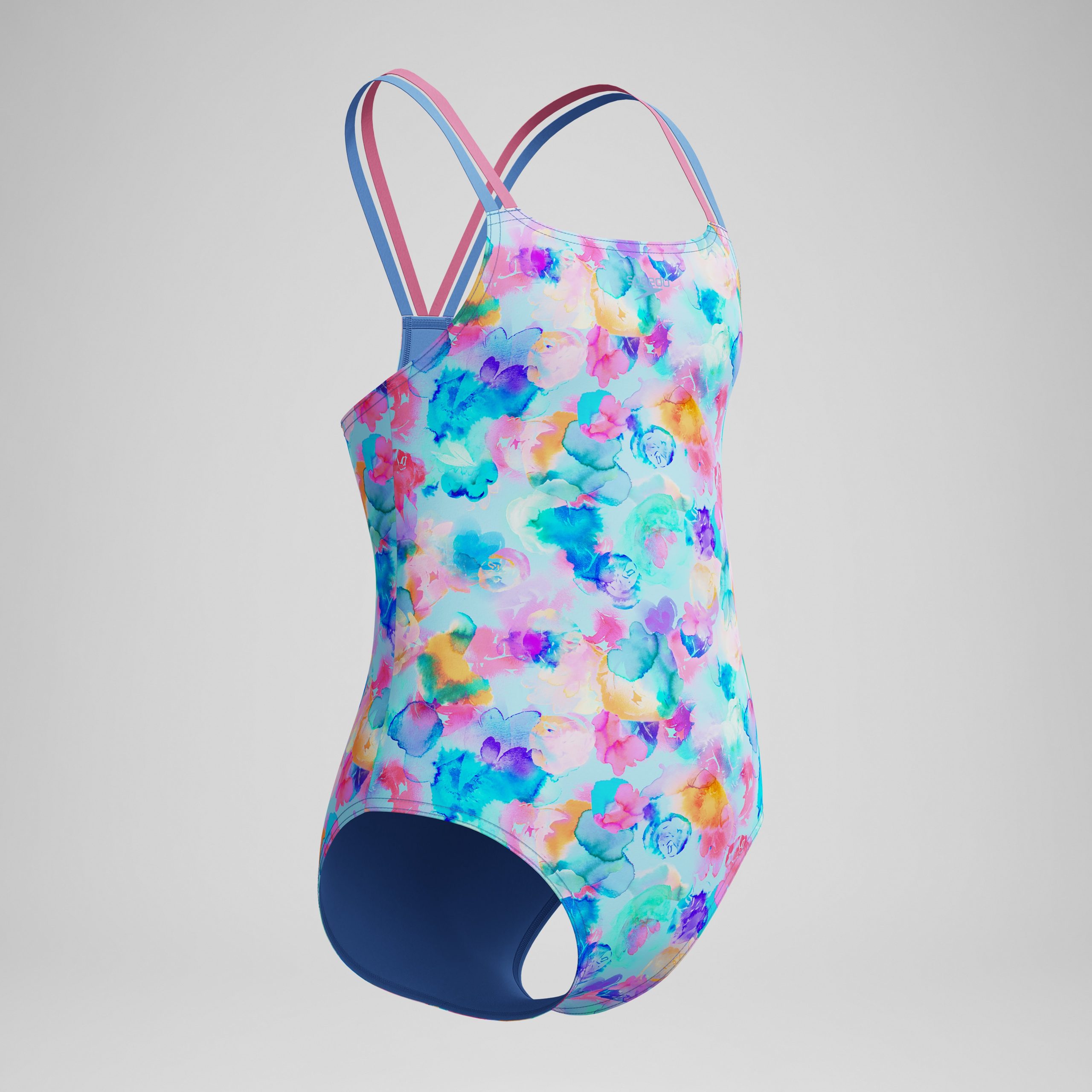 Girls Printed Strappy One Piece Blue - Image 2