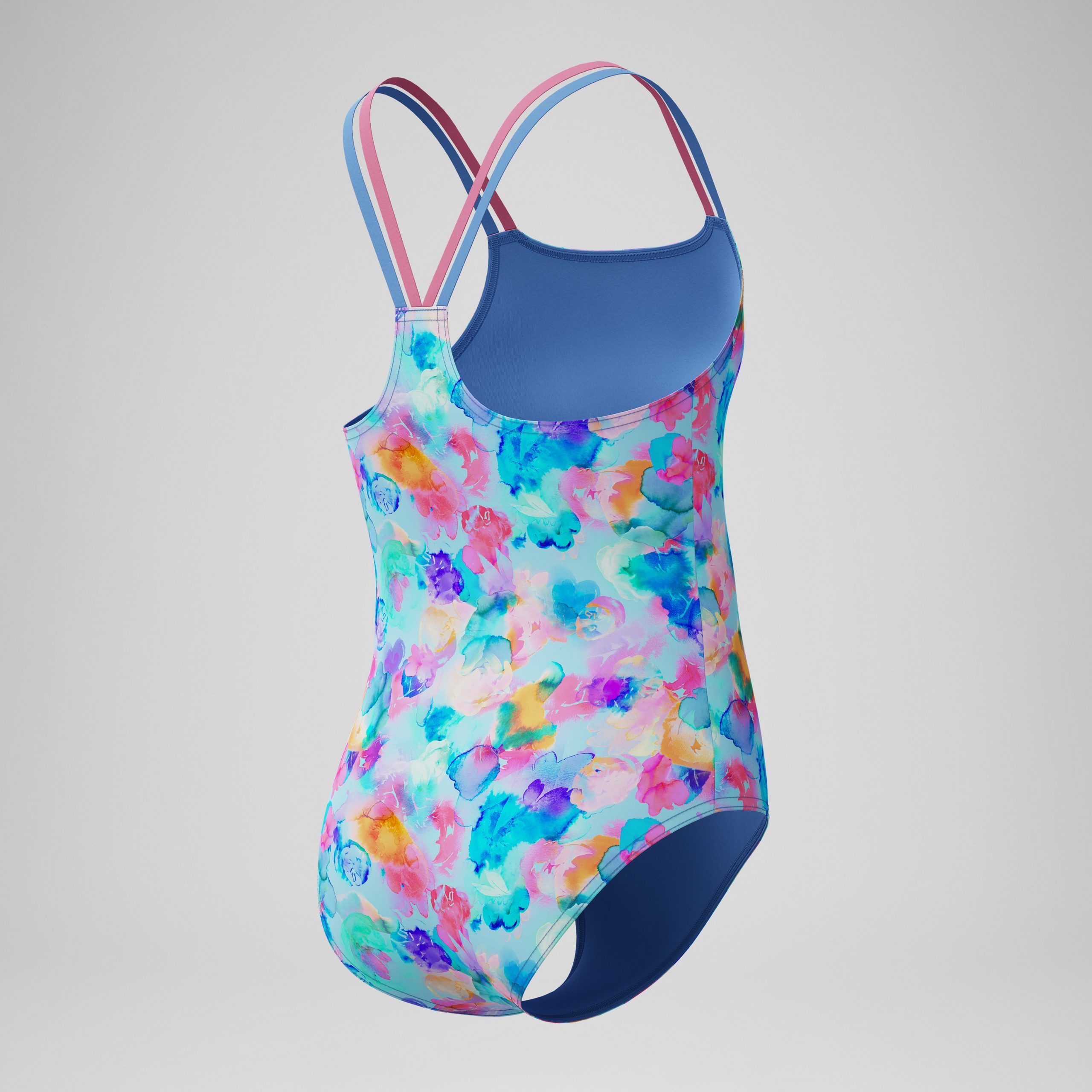 Girls Printed Strappy One Piece Blue - Image 4