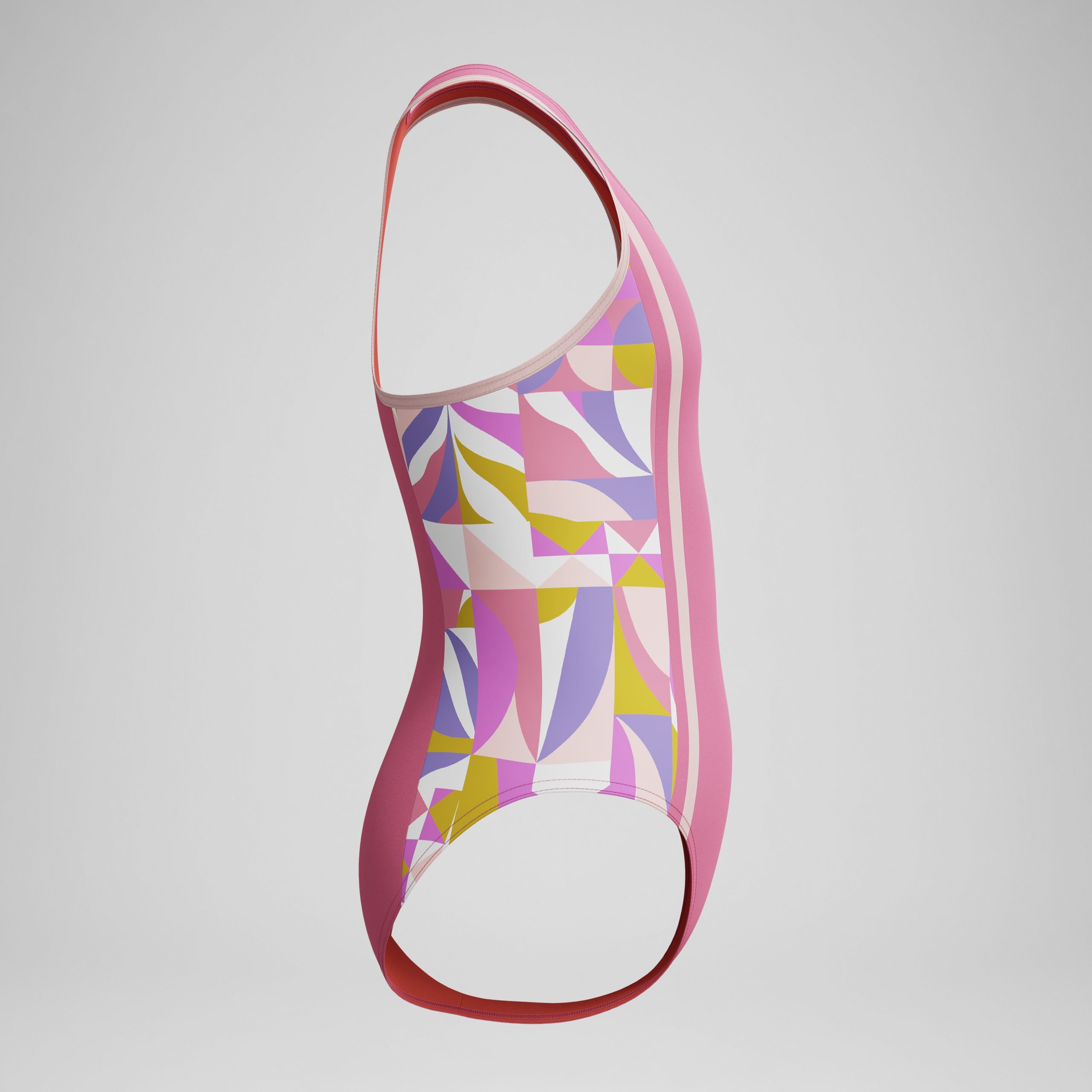 Girls Printed Spliced Racerback One Piece Pink - Image 3