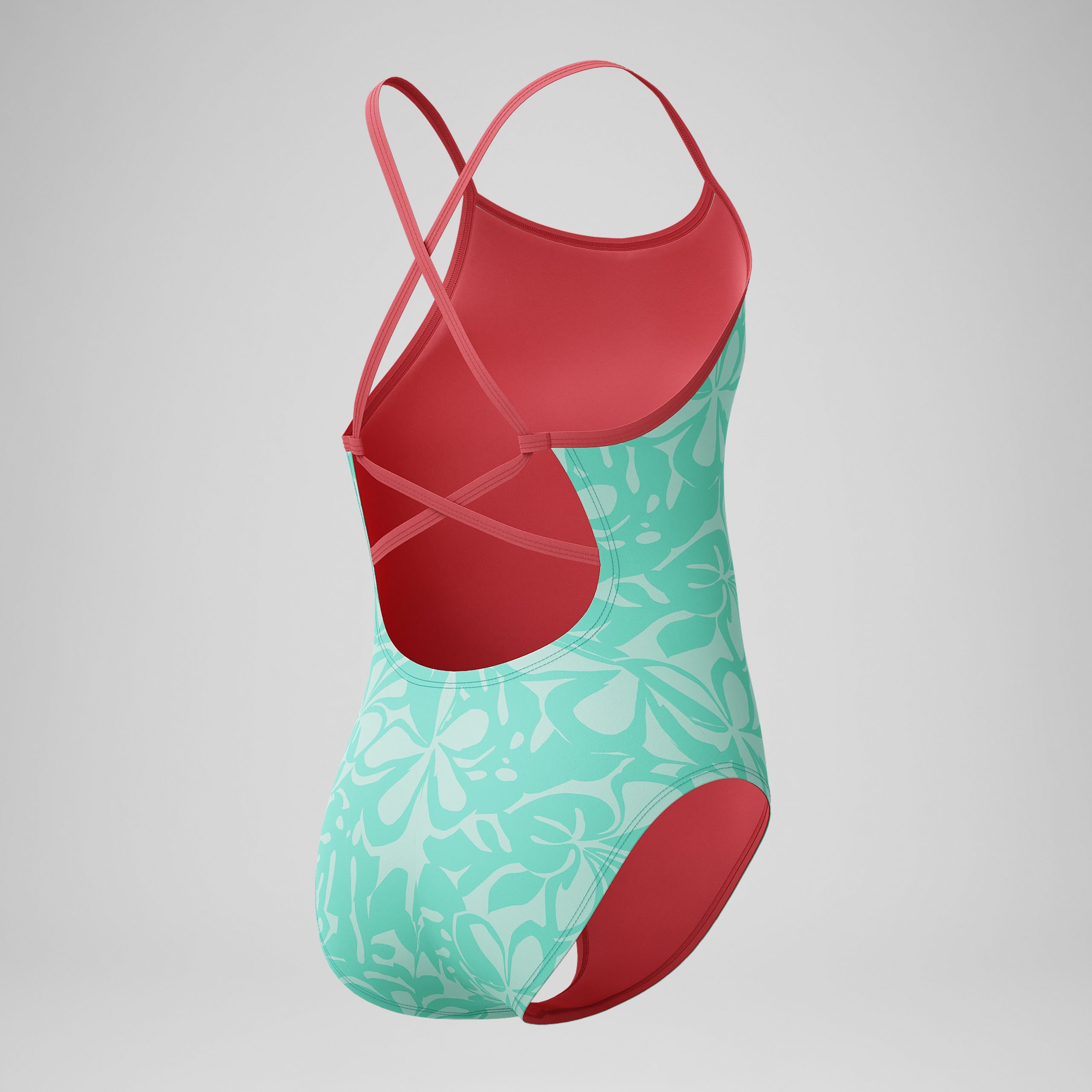 Girl's Printed Double X Back One Piece Green - Image 3