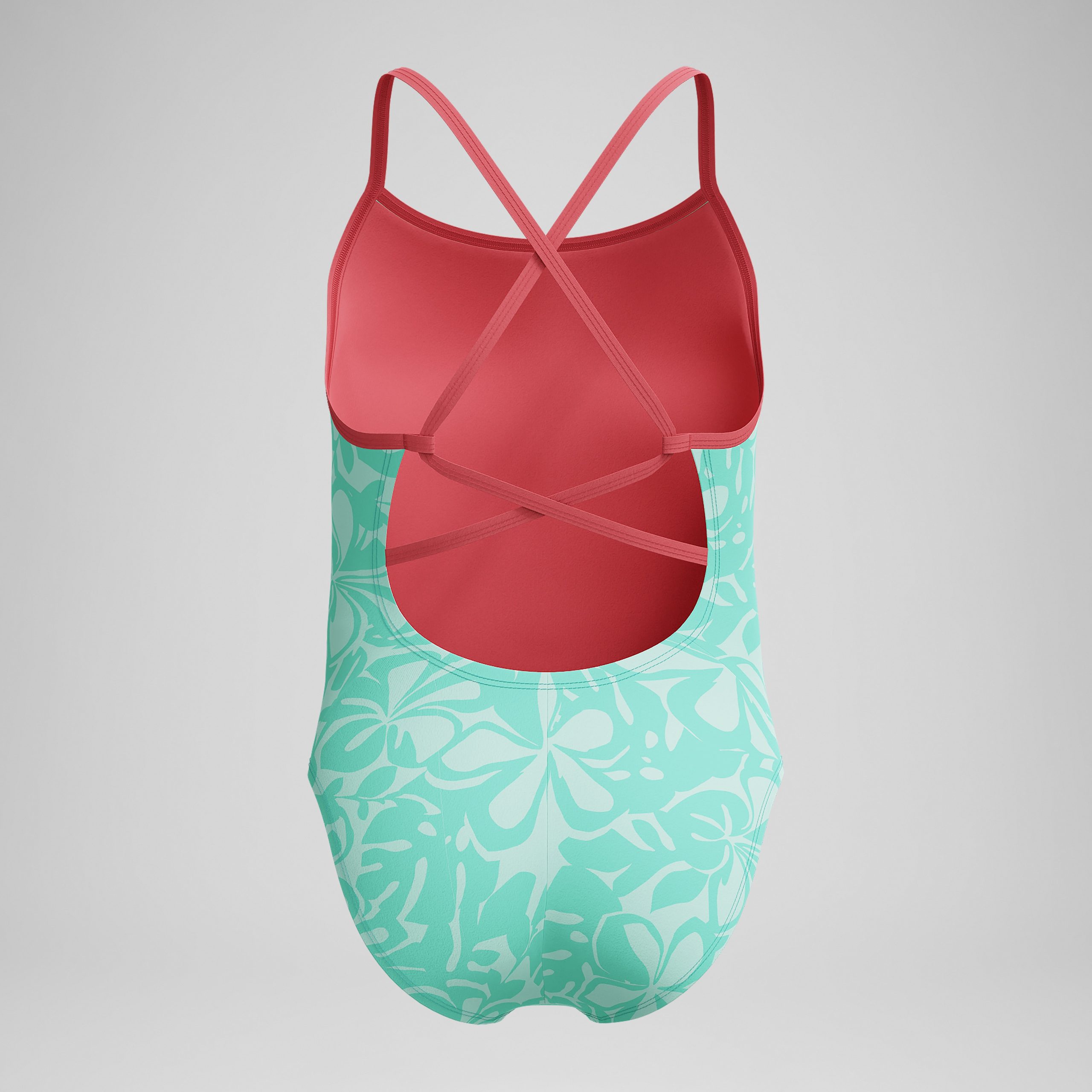 Girl's Printed Double X Back One Piece Green - Image 4