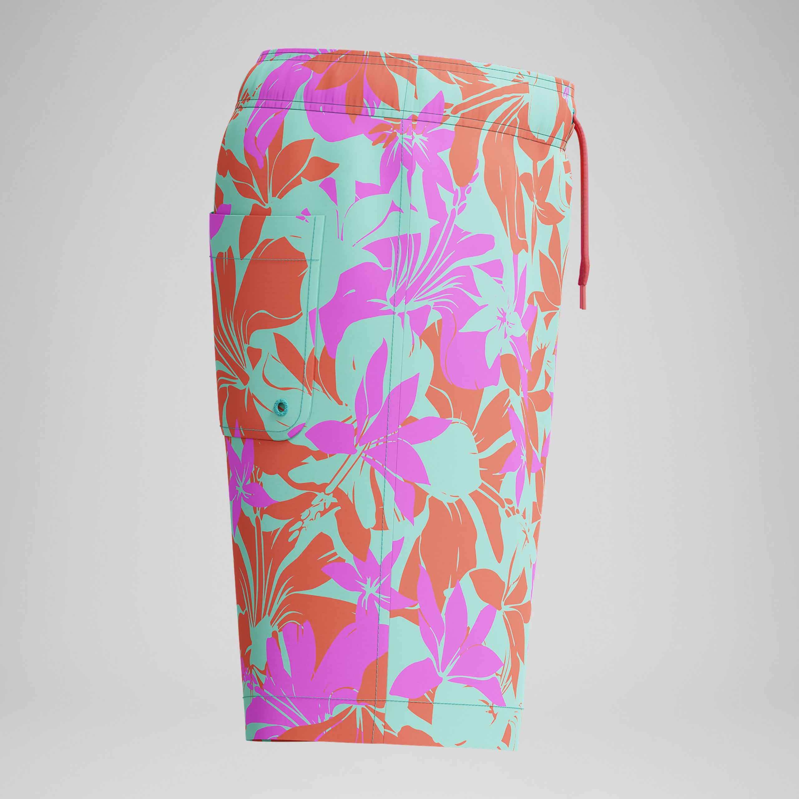 Kid's Print Redondo Volley Swim Shorts Blue/Pink - Image 2