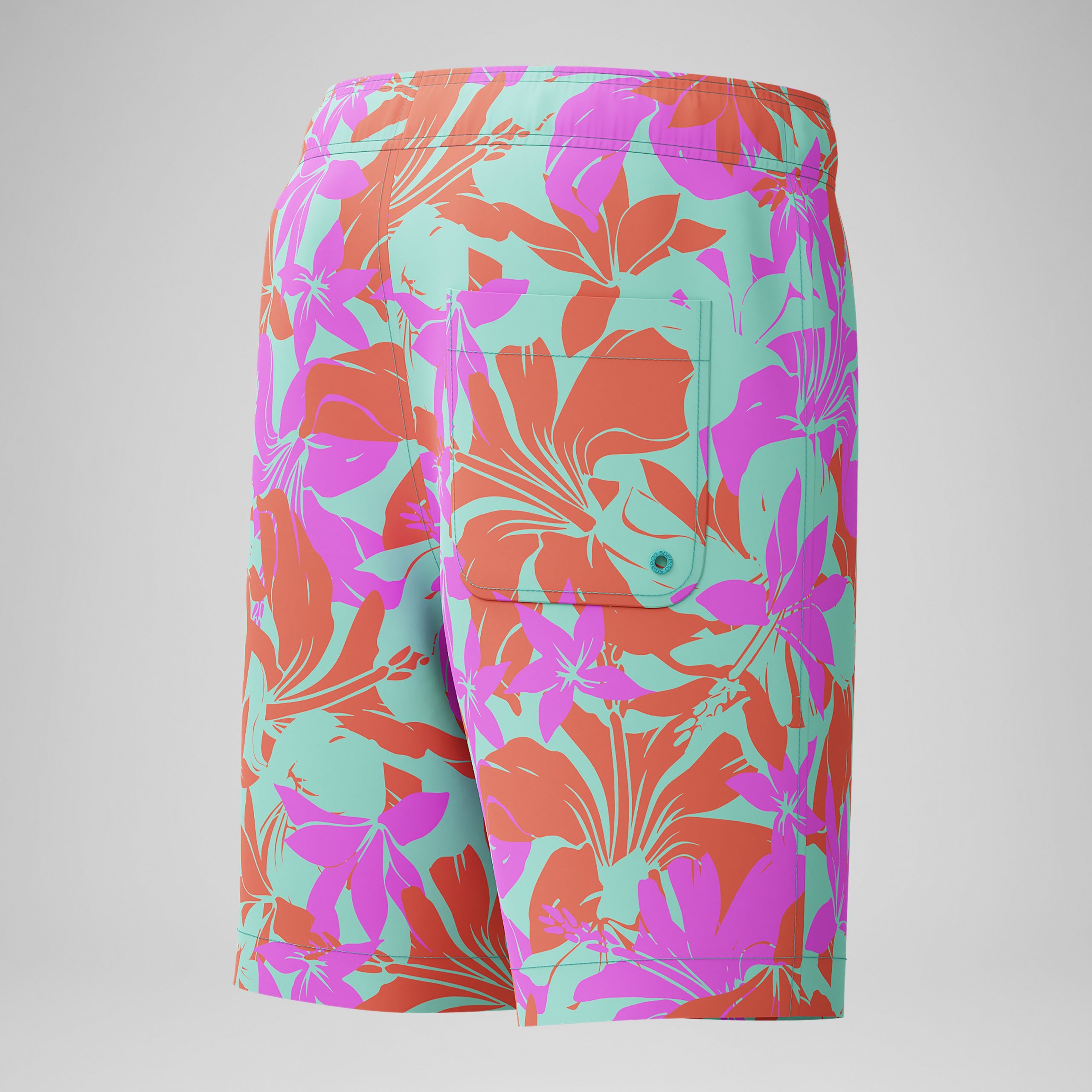 Kid's Print Redondo Volley Swim Shorts Blue/Pink - Image 3