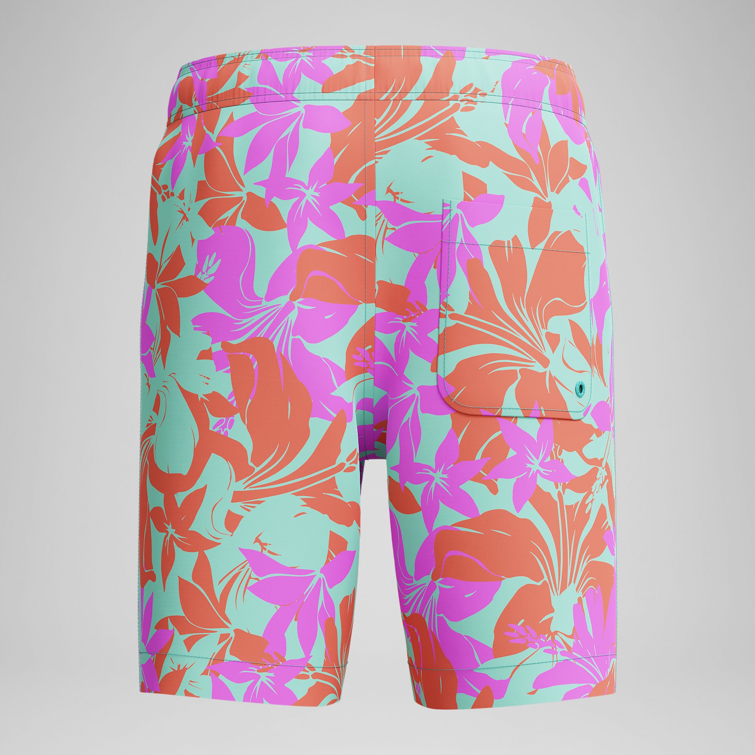 Kid's Print Redondo Volley Swim Shorts Blue/Pink - Image 4