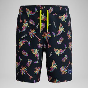 Kid's Print Redondo Volley Swim Shorts Black/Green