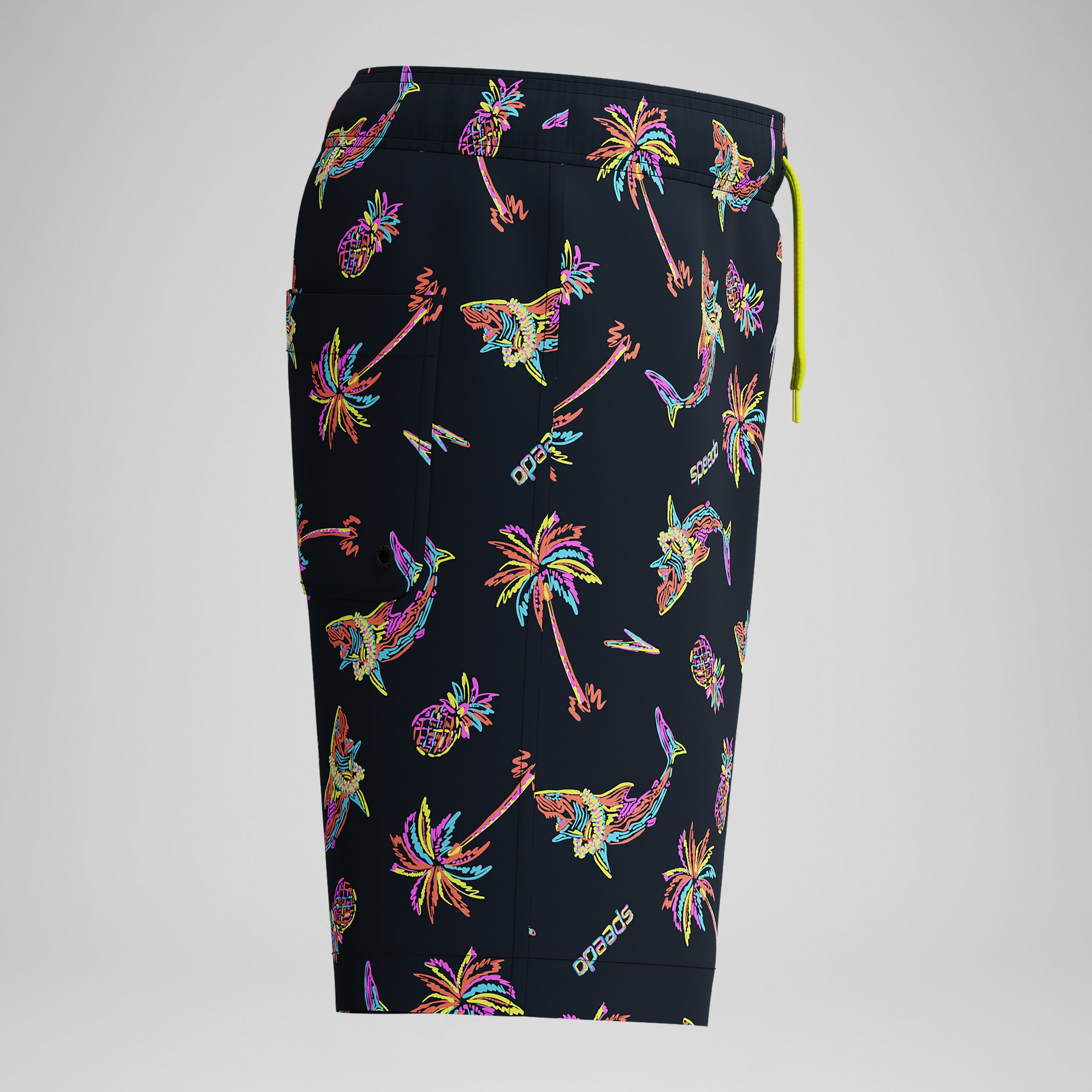 Kid's Print Redondo Volley Swim Shorts Black/Green - Image 2