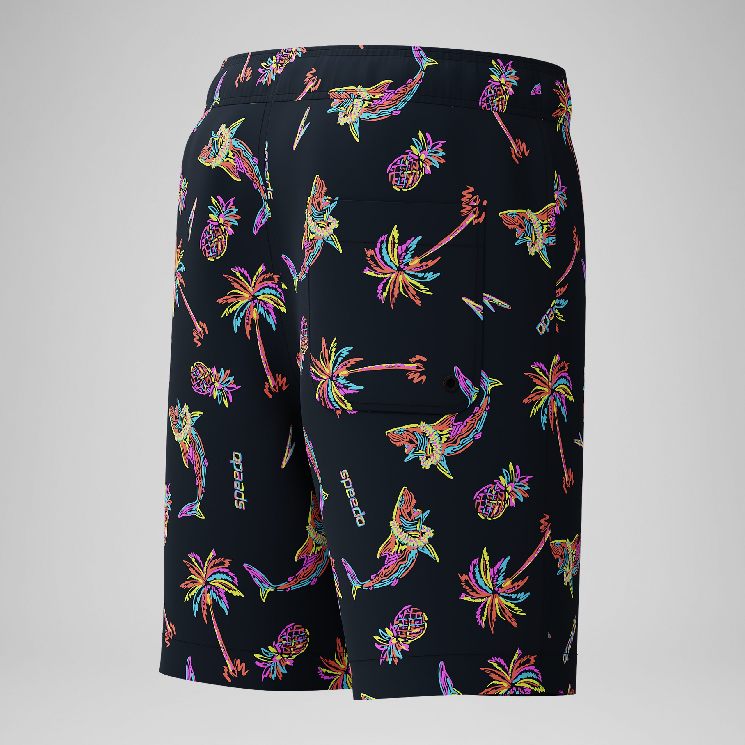 Kid's Print Redondo Volley Swim Shorts Black/Green - Image 3