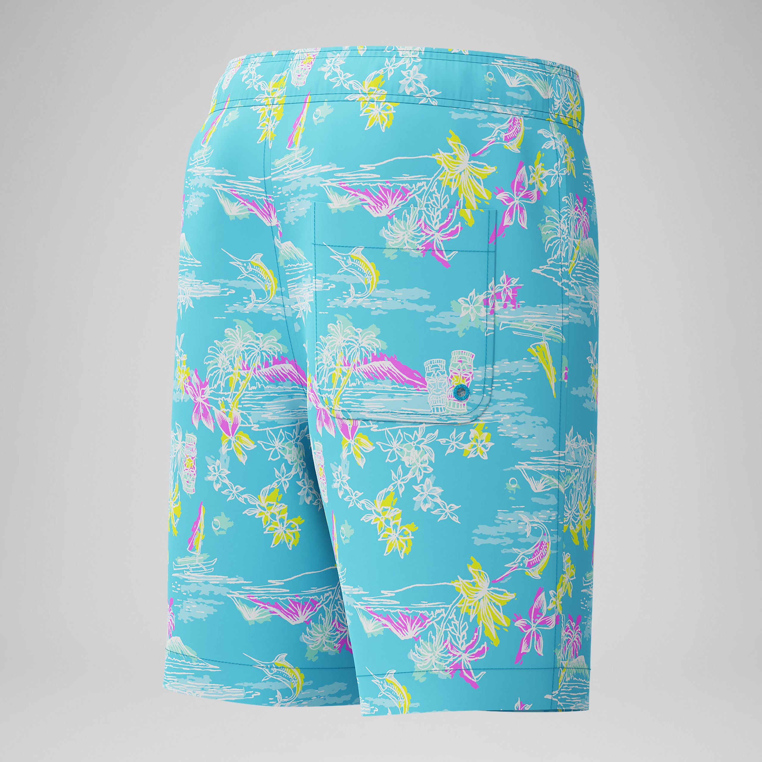 Kid's Print Redondo Volley Swim Shorts Light Blue - Image 3