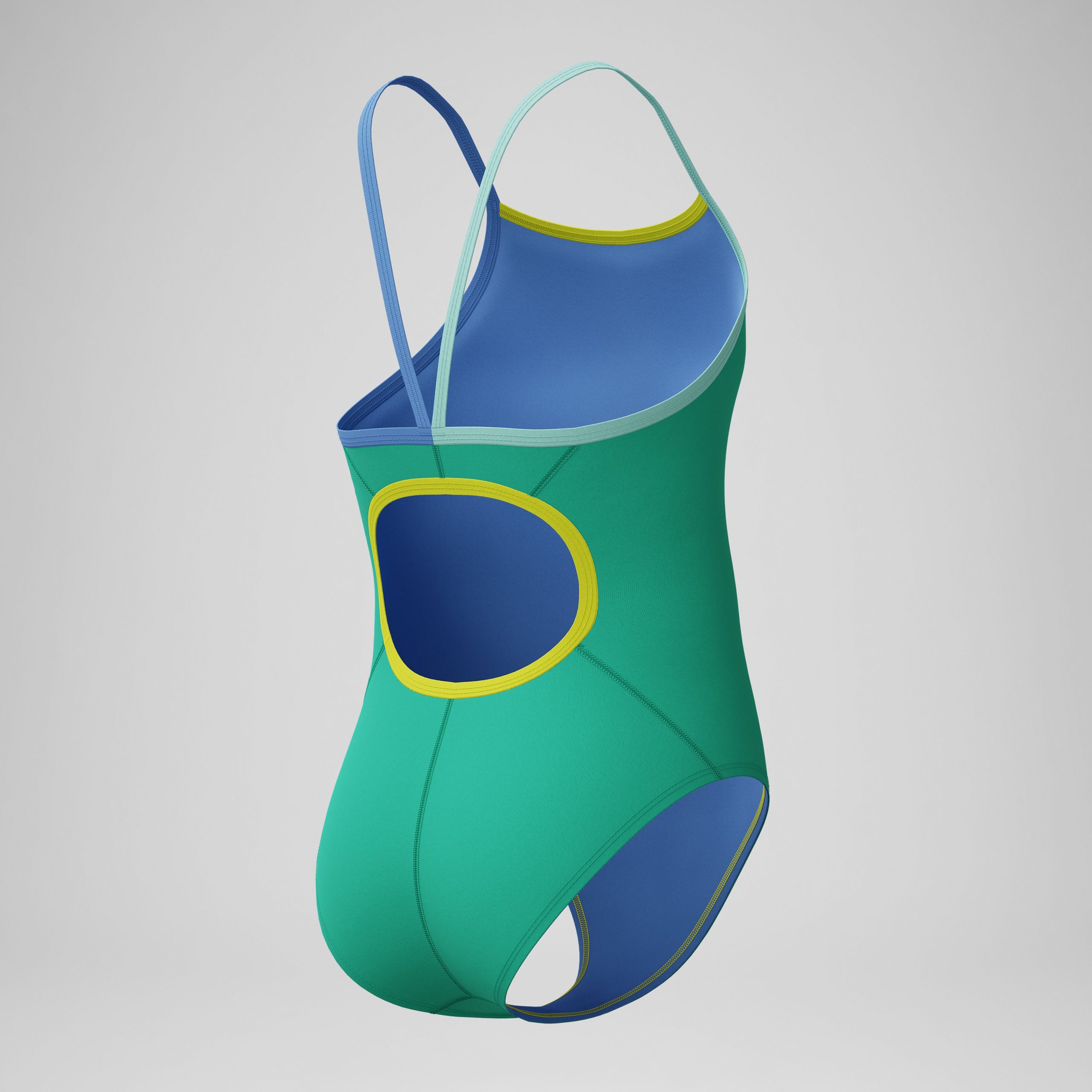 Girls Solid Propel Back One Piece Green - Image 4