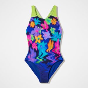 Girls Printed Splashback One Piece Blue/Green