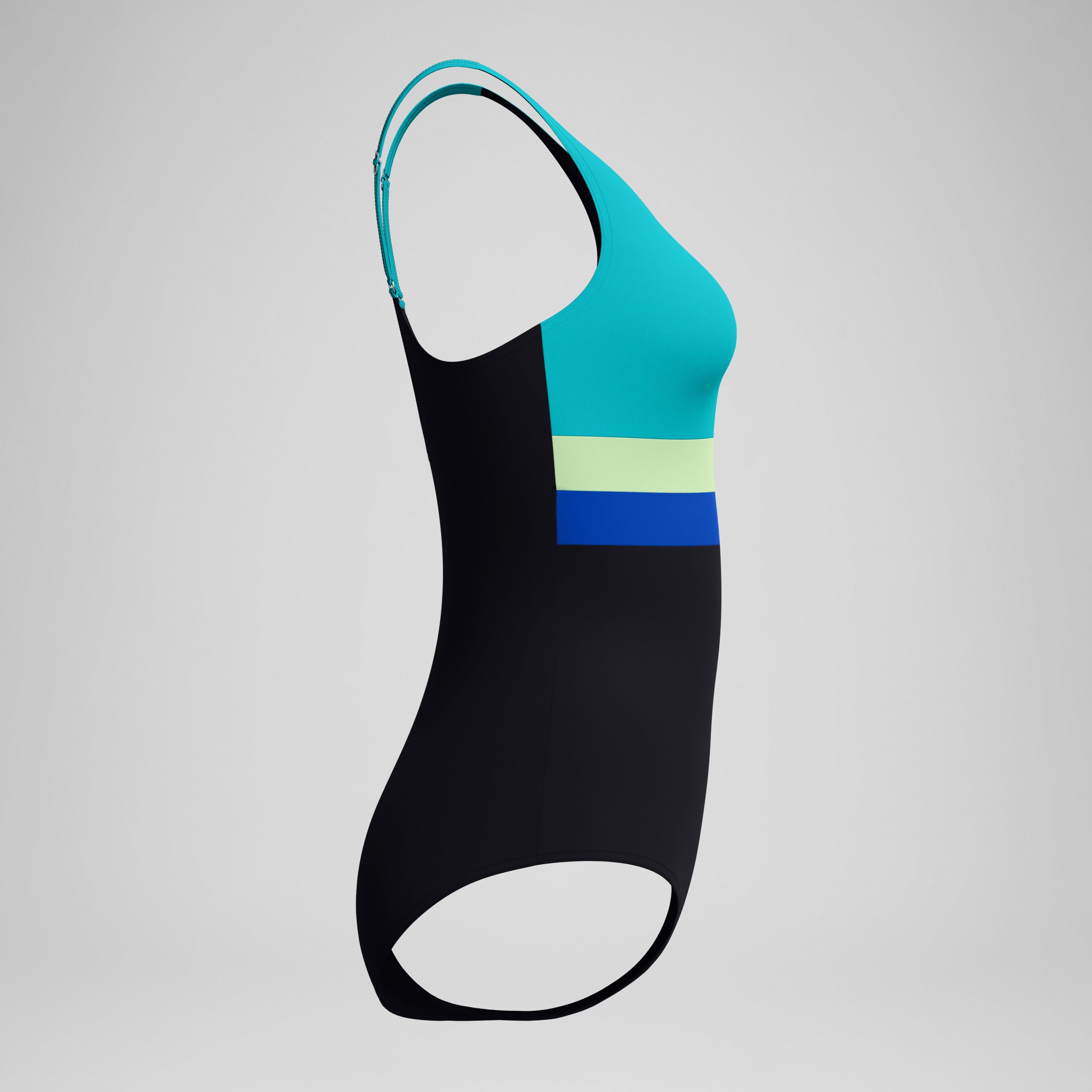 Women's Banded Colorblock One Piece Black/Blue - Image 6