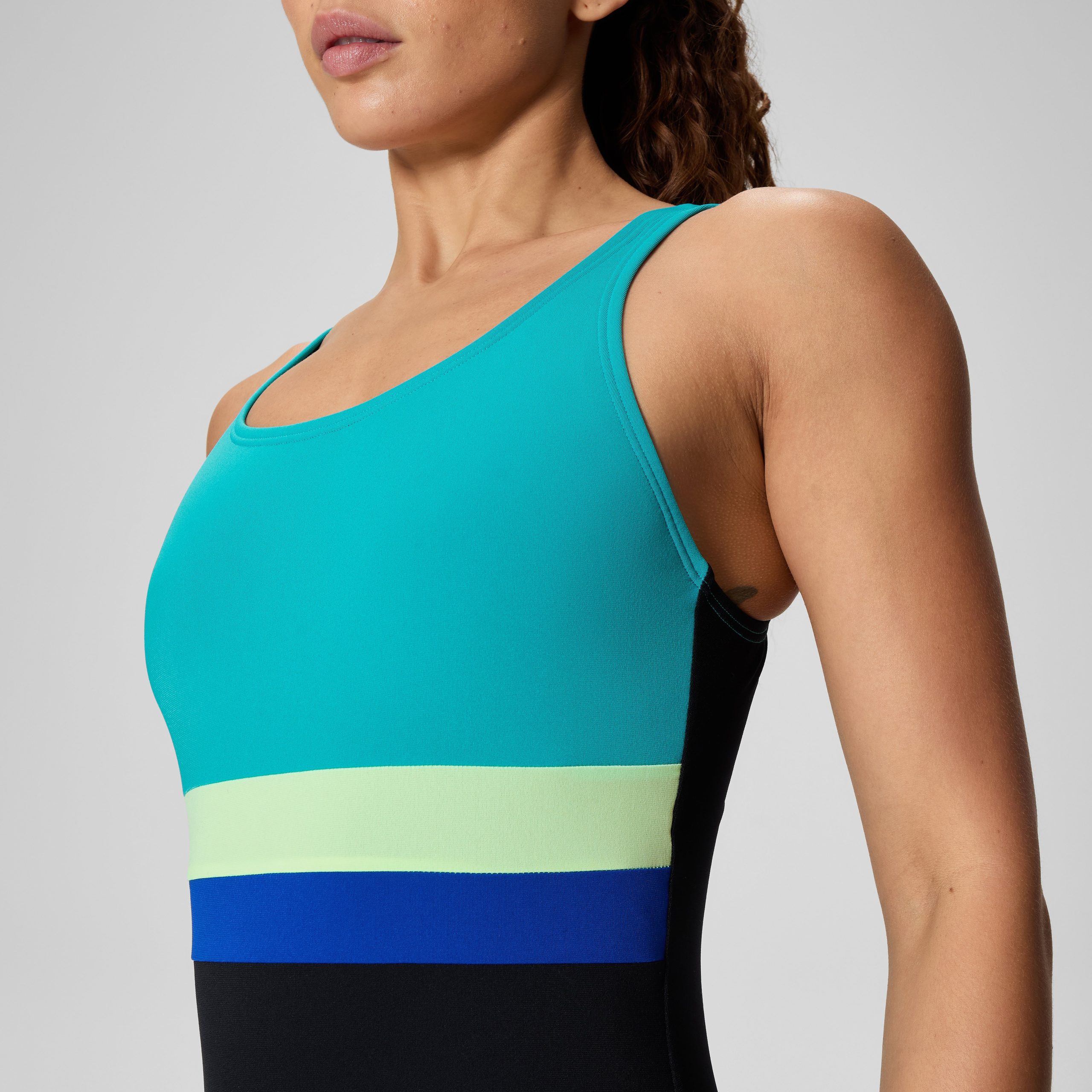 Women's Banded Colorblock One Piece Black/Blue - Image 9