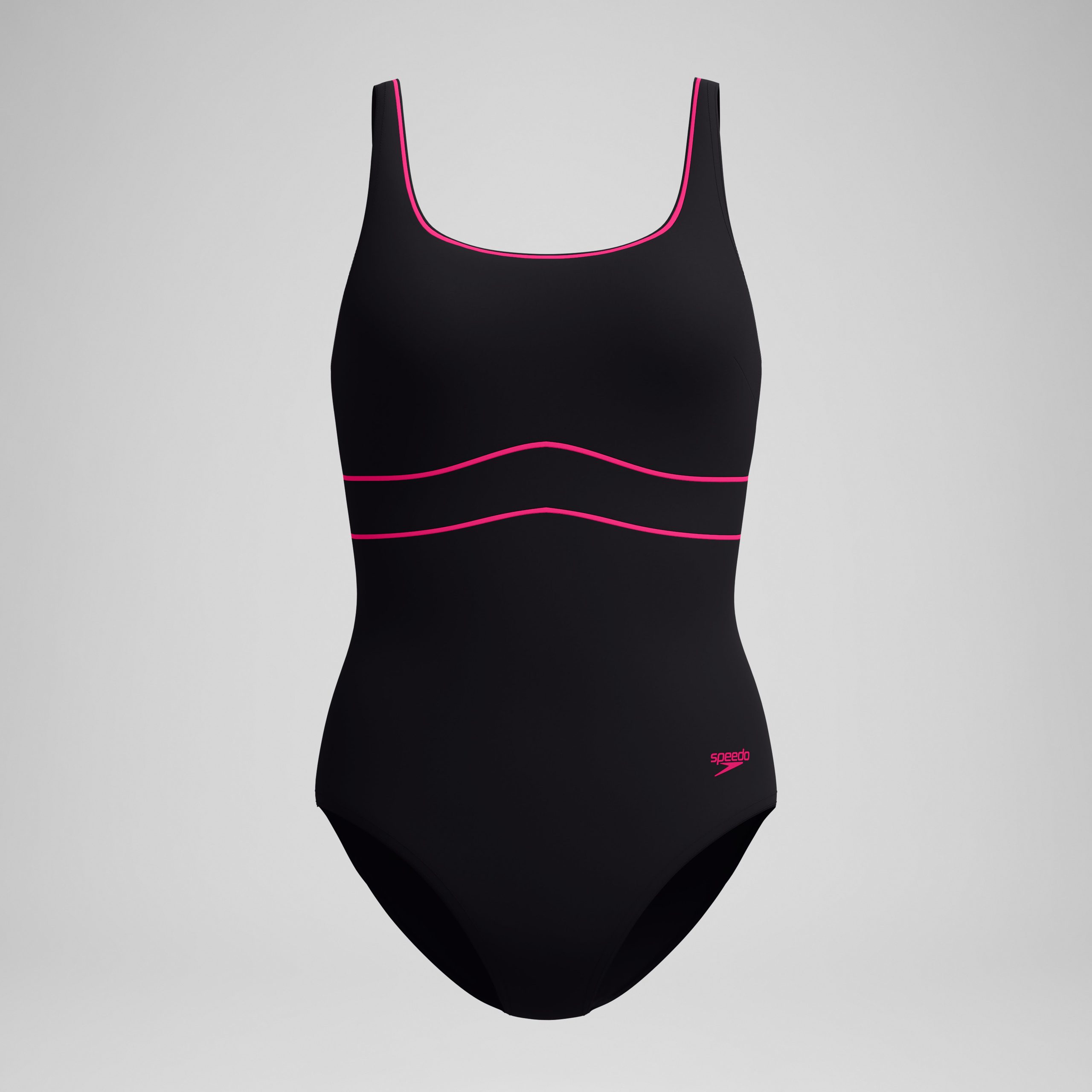 Women's Shaping Contour Eclipse Solid One Piece Black/Pink - Image 4