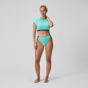 Women's FLU3NTE Logo Elastic Crop Top Turquoise