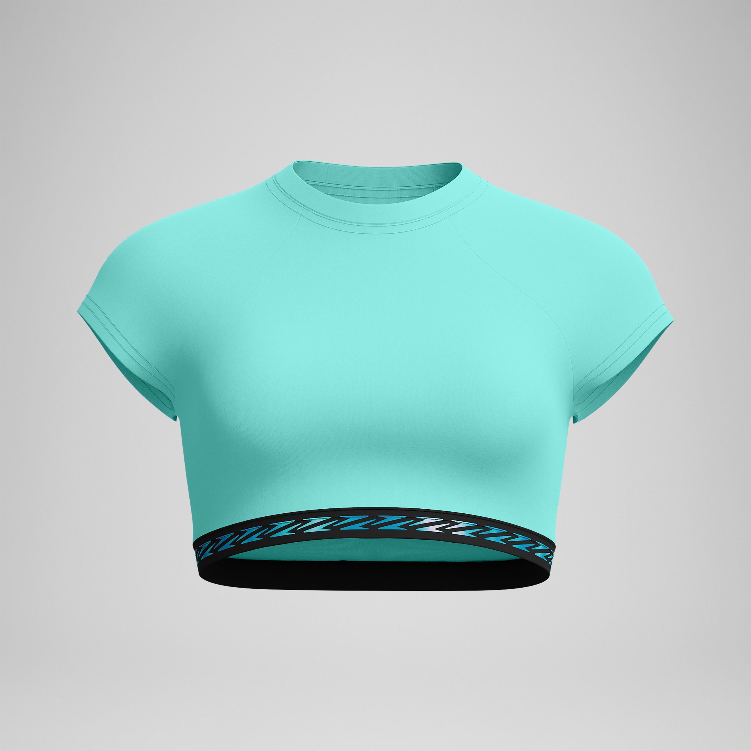Women's FLU3NTE Logo Elastic Crop Top Turquoise - Image 5