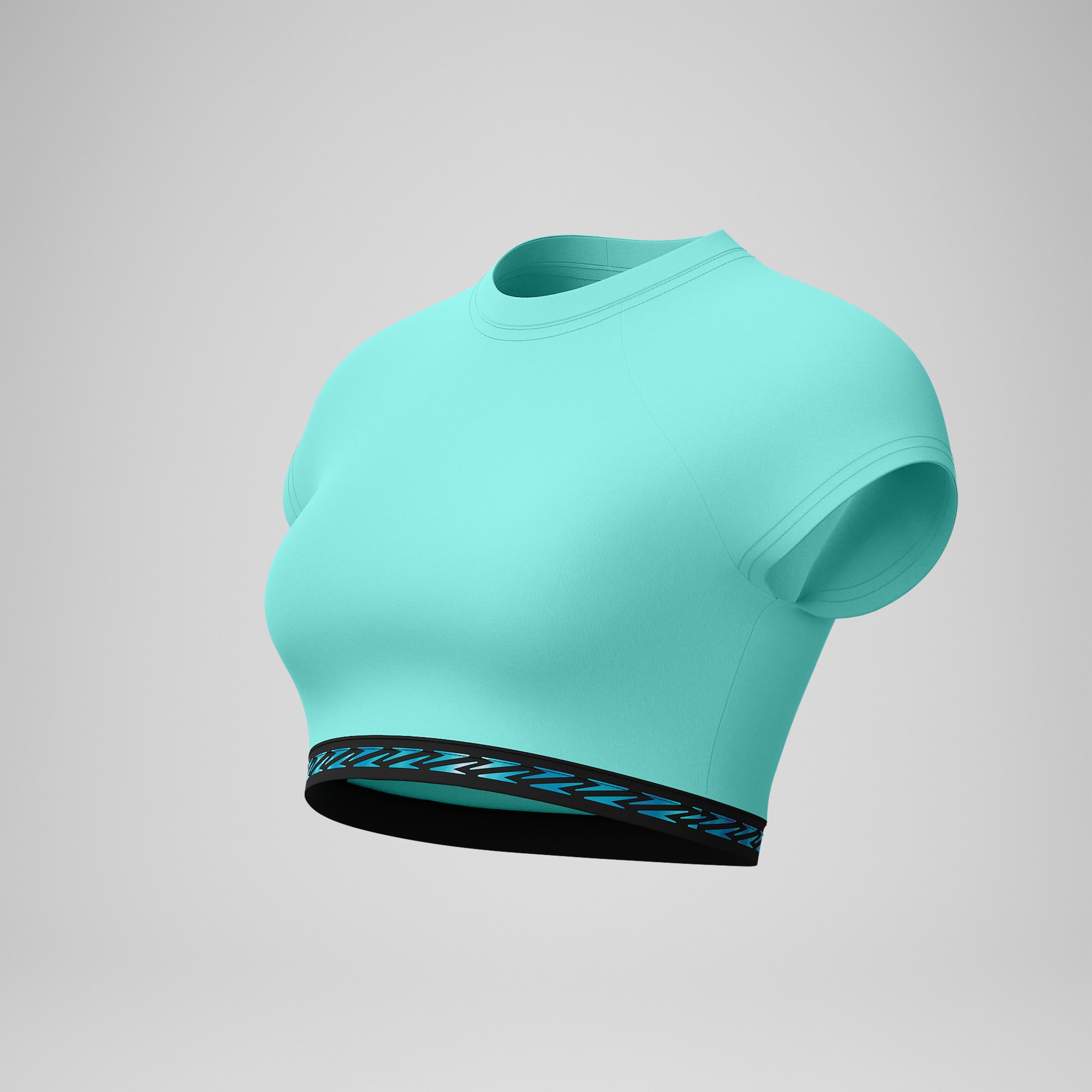 Women's FLU3NTE Logo Elastic Crop Top Turquoise - Image 8