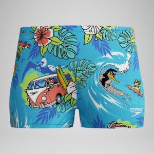 Boys' Learn to Swim Printed Square Leg Blue