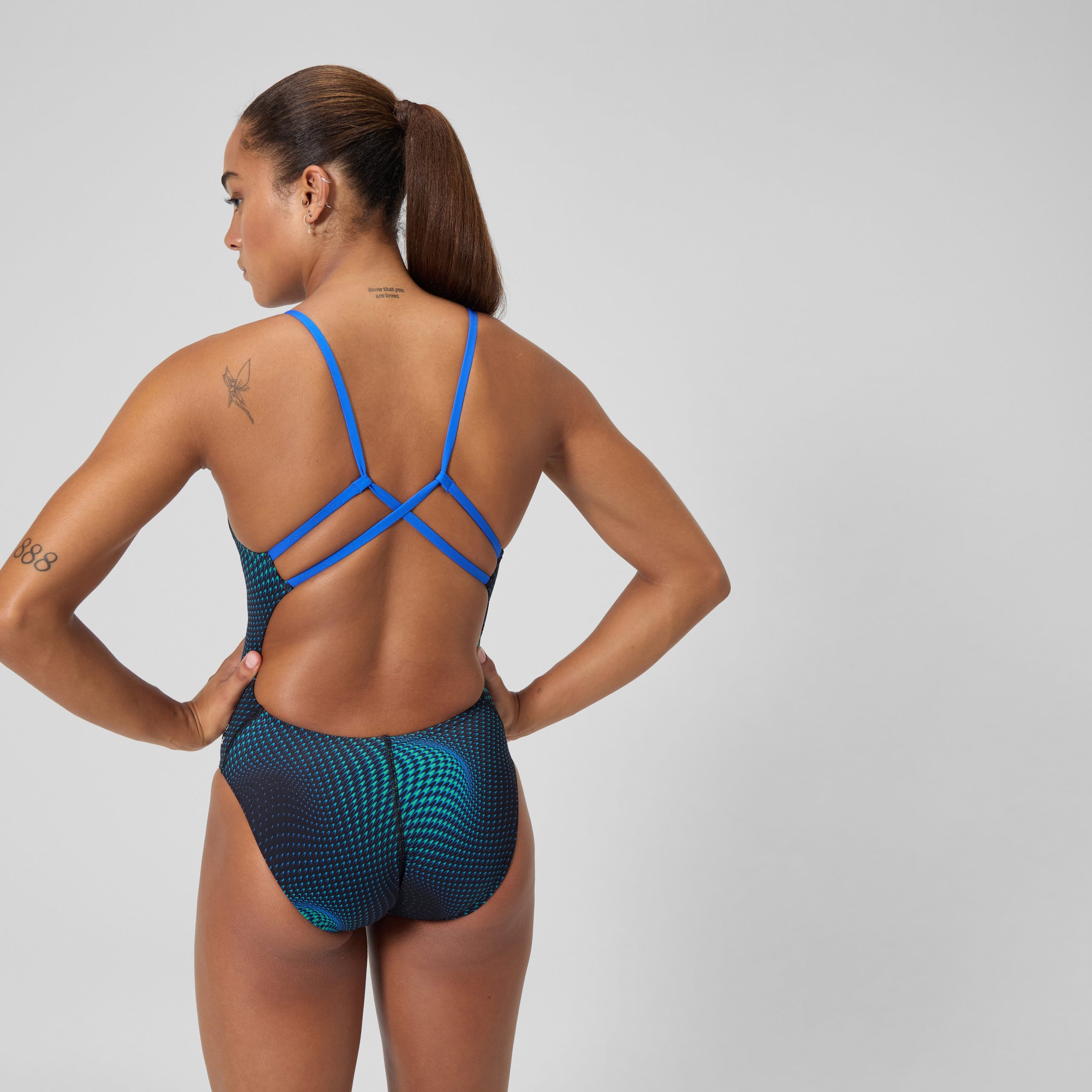 Women's Flow Strappy Crossback One Piece Blue/Green - Image 3