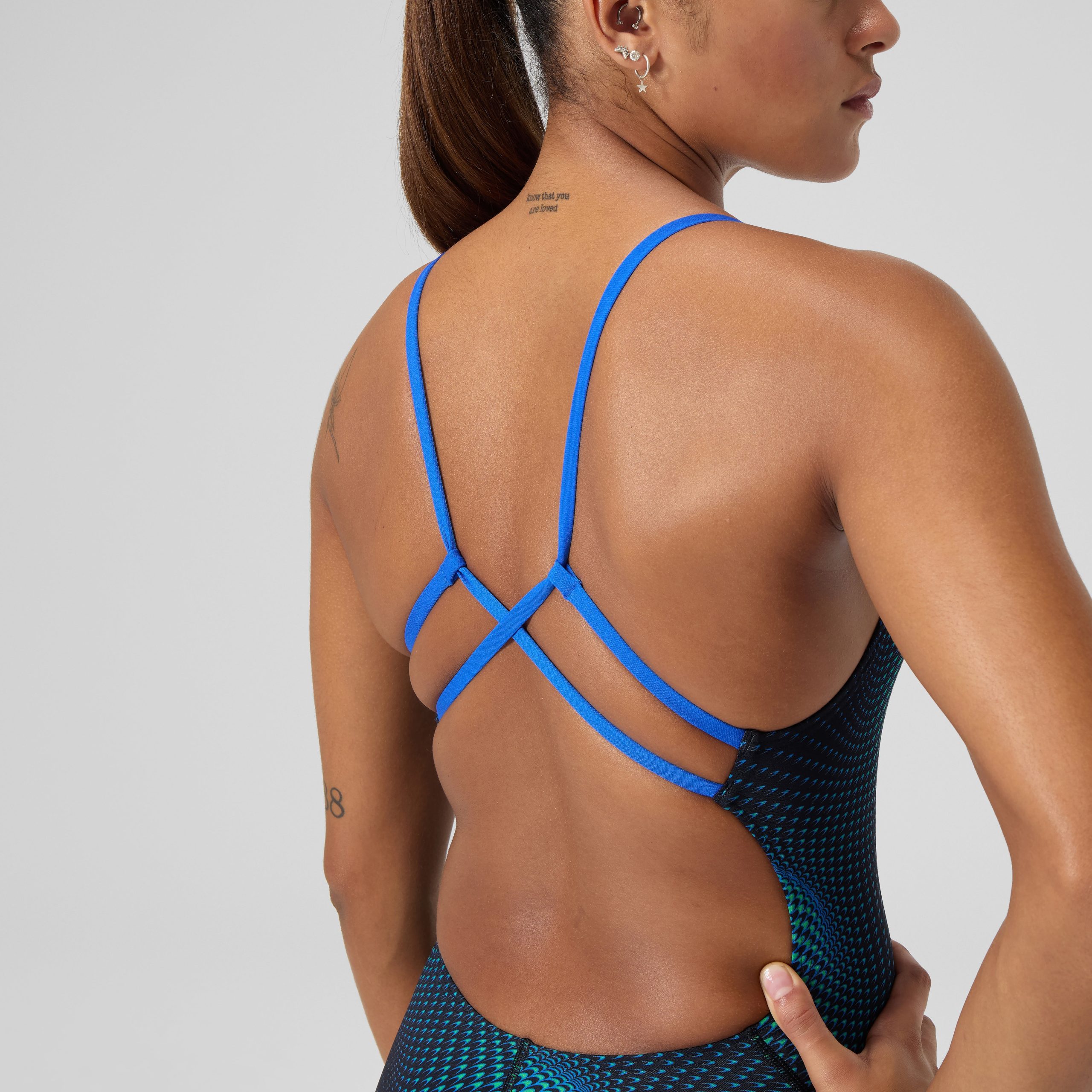 Women's Flow Strappy Crossback One Piece Blue/Green - Image 8