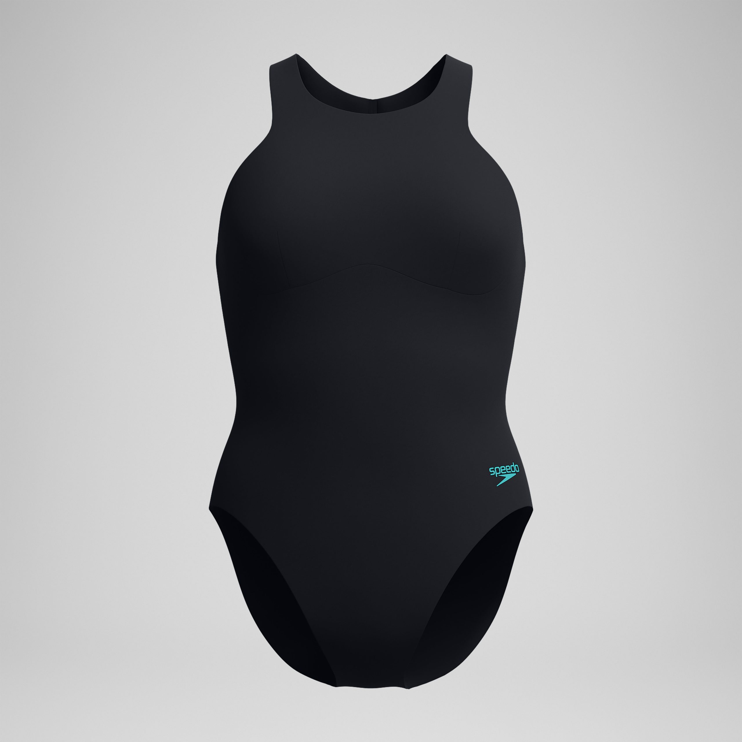 Women's Racer Zip Swimsuit with Swim Bra Black - Image 5