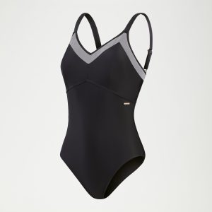 Women's Shaping Mesh Detail One Piece Black