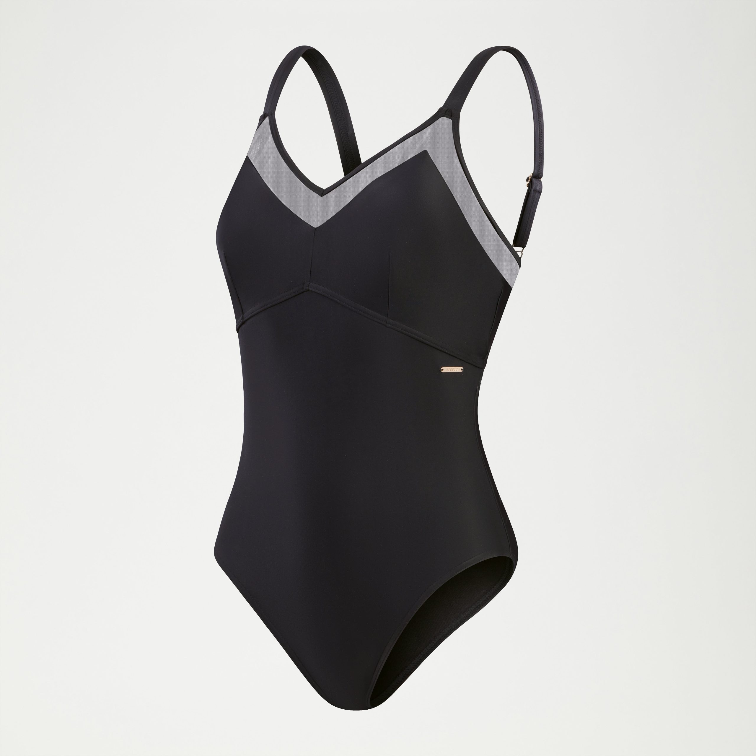Women's Shaping Mesh Detail One Piece Black