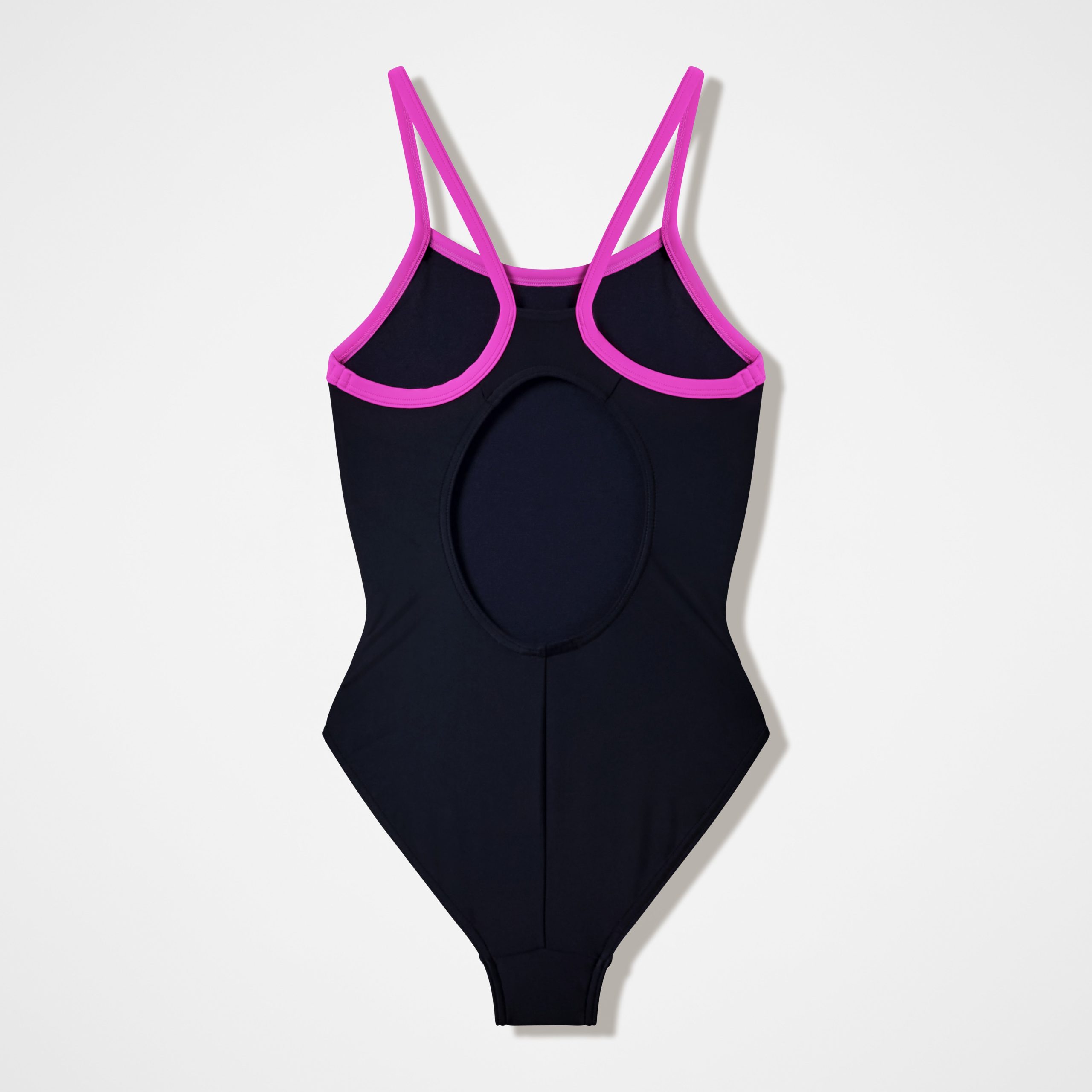 Girls Thinstrap Muscleback One Piece Black/Pink - Image 2