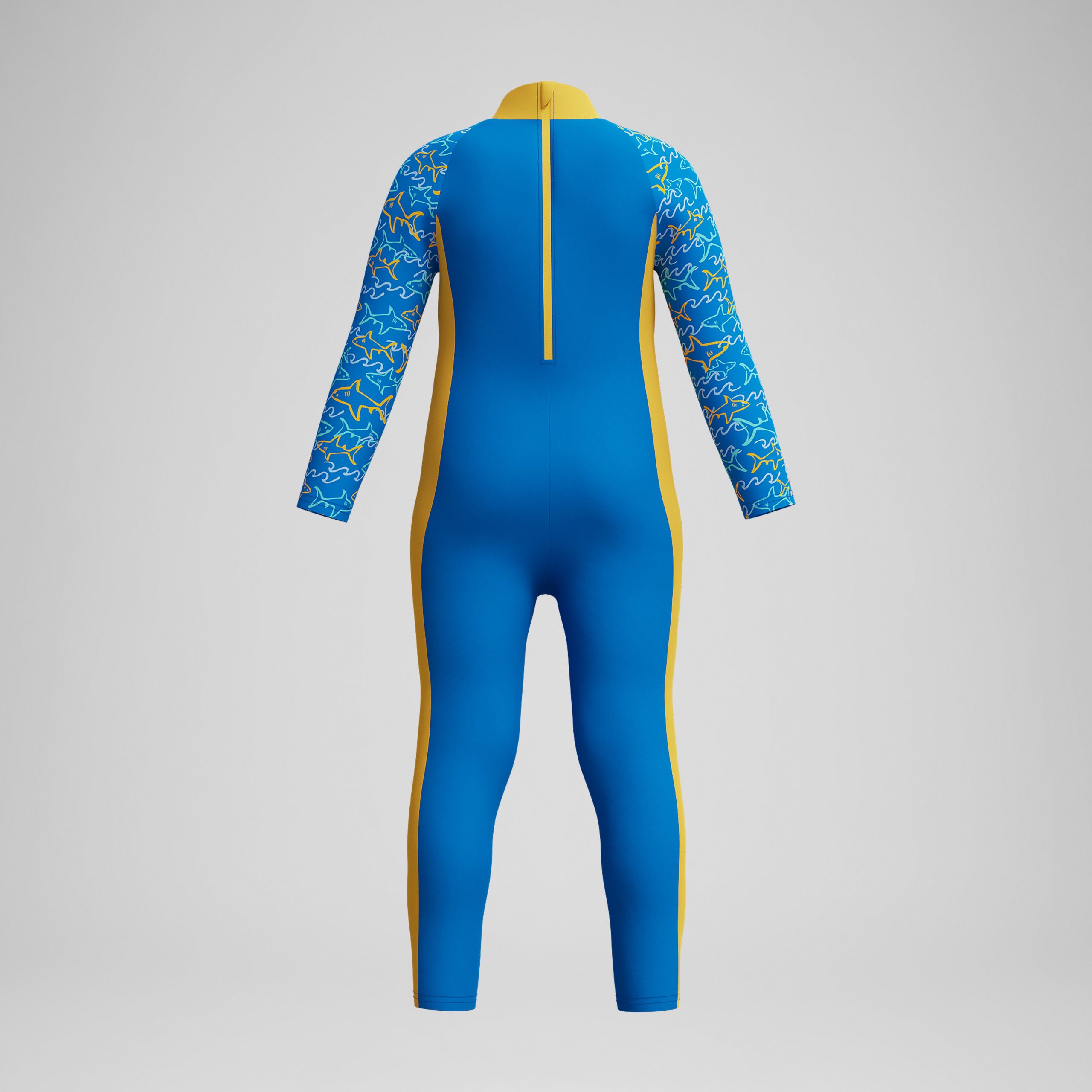 Infant Boys Learn to Swim All-In-One Sun Protection Suit Blue/Yellow - Image 3