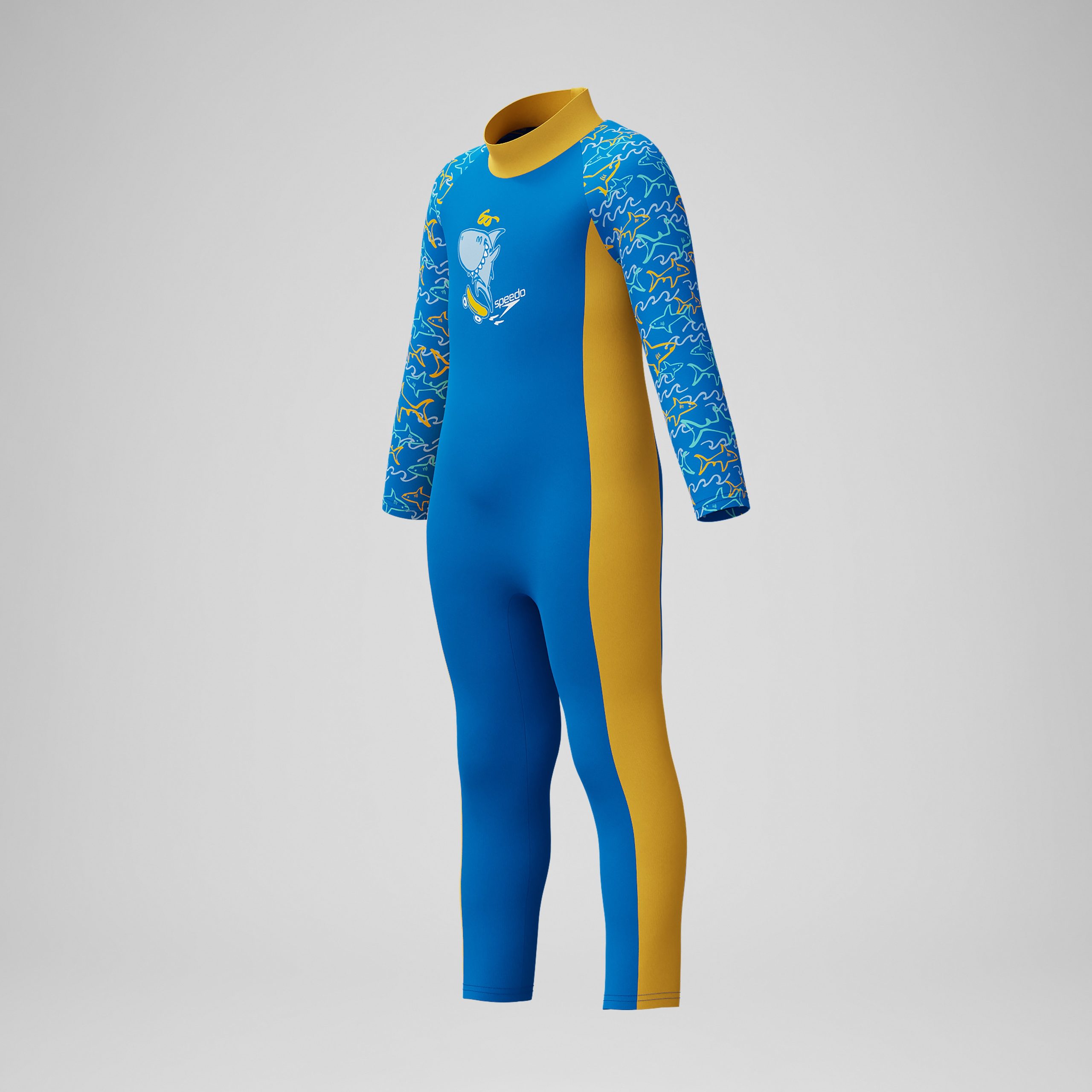 Infant Boys Learn to Swim All-In-One Sun Protection Suit Blue/Yellow - Image 4