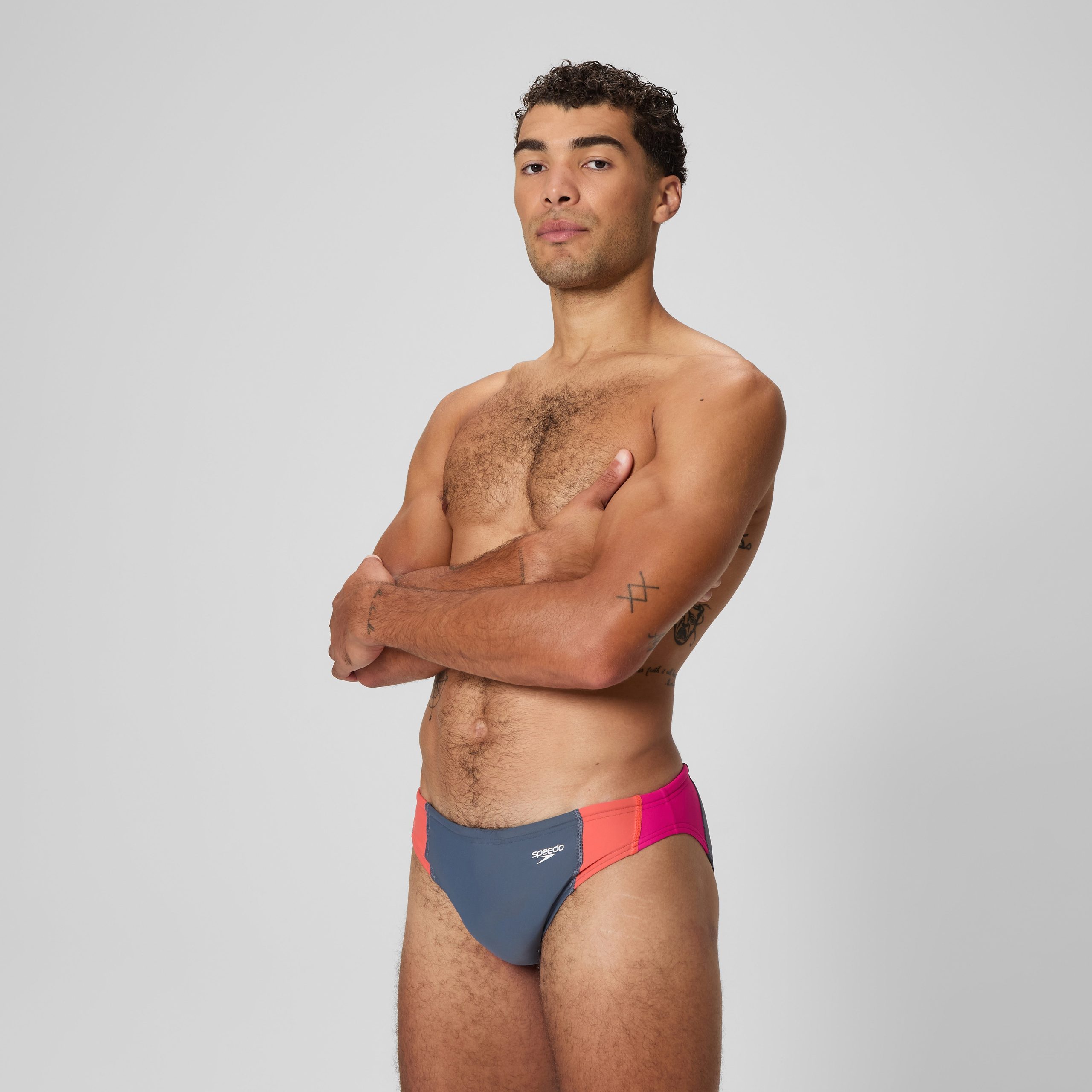 Men's Beachstar Colorblock Brief Grey/Coral - Image 2
