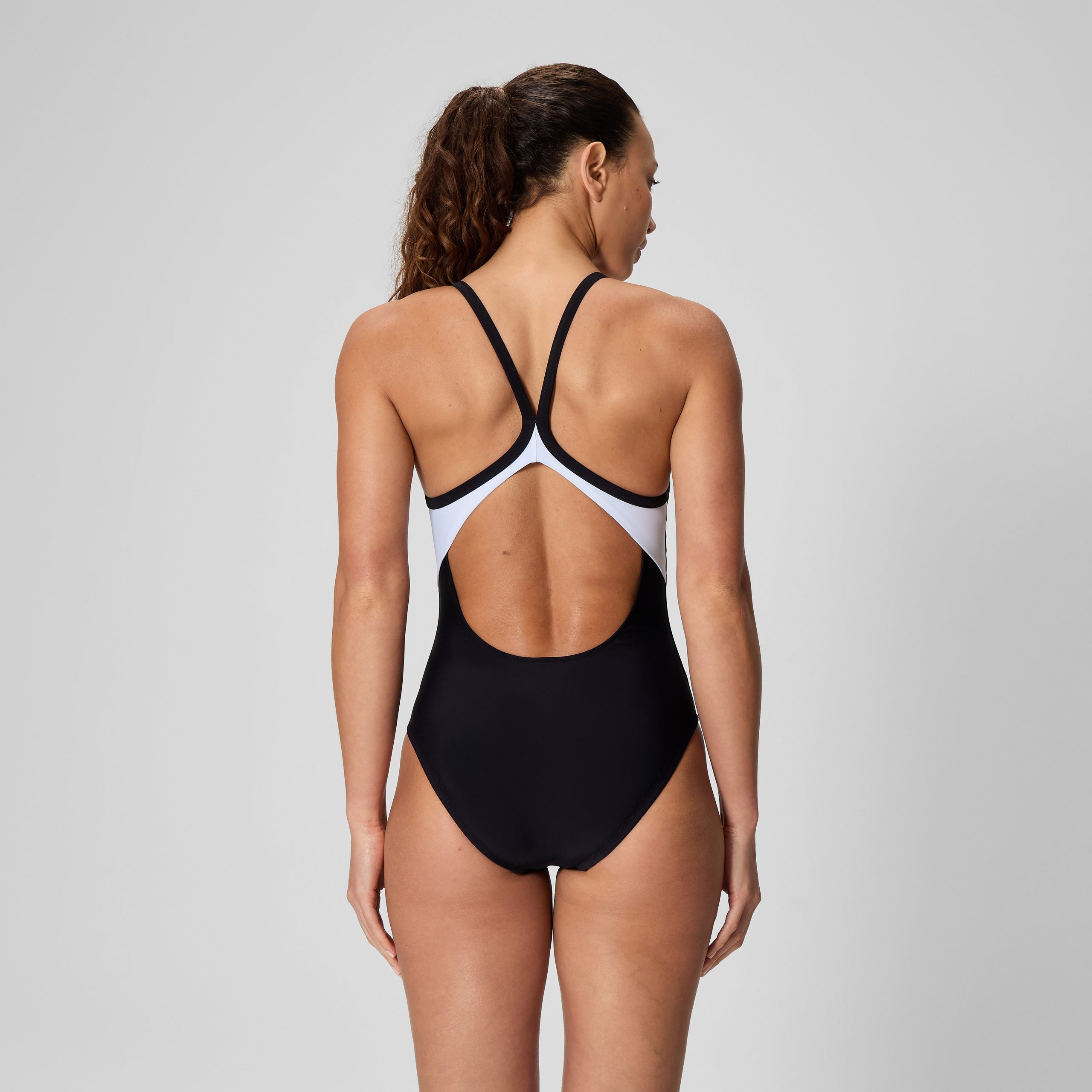 Women's Solid Racerback One Piece Black/White - Image 3