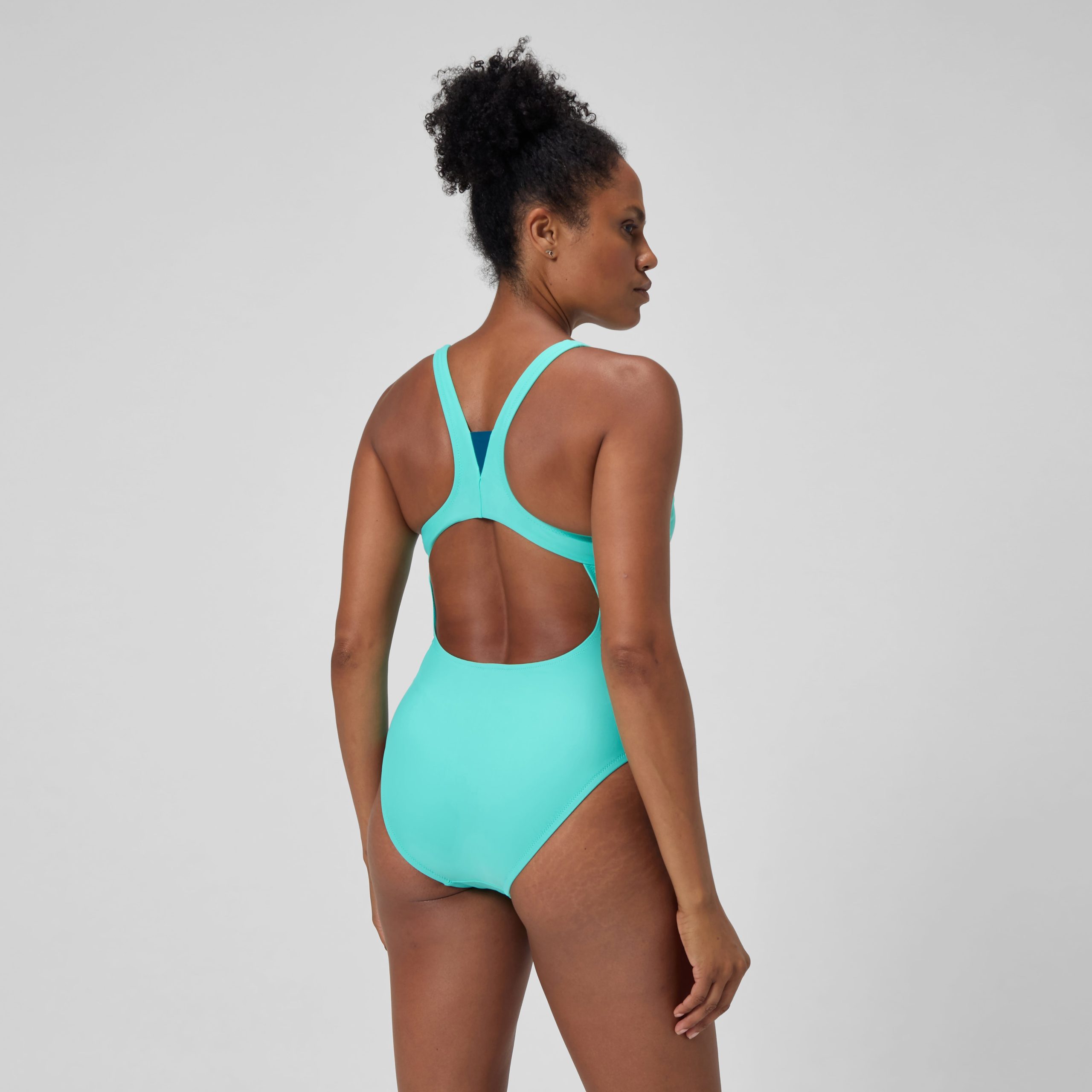 Women's Solid Highneck One Piece Turquoise - Image 4