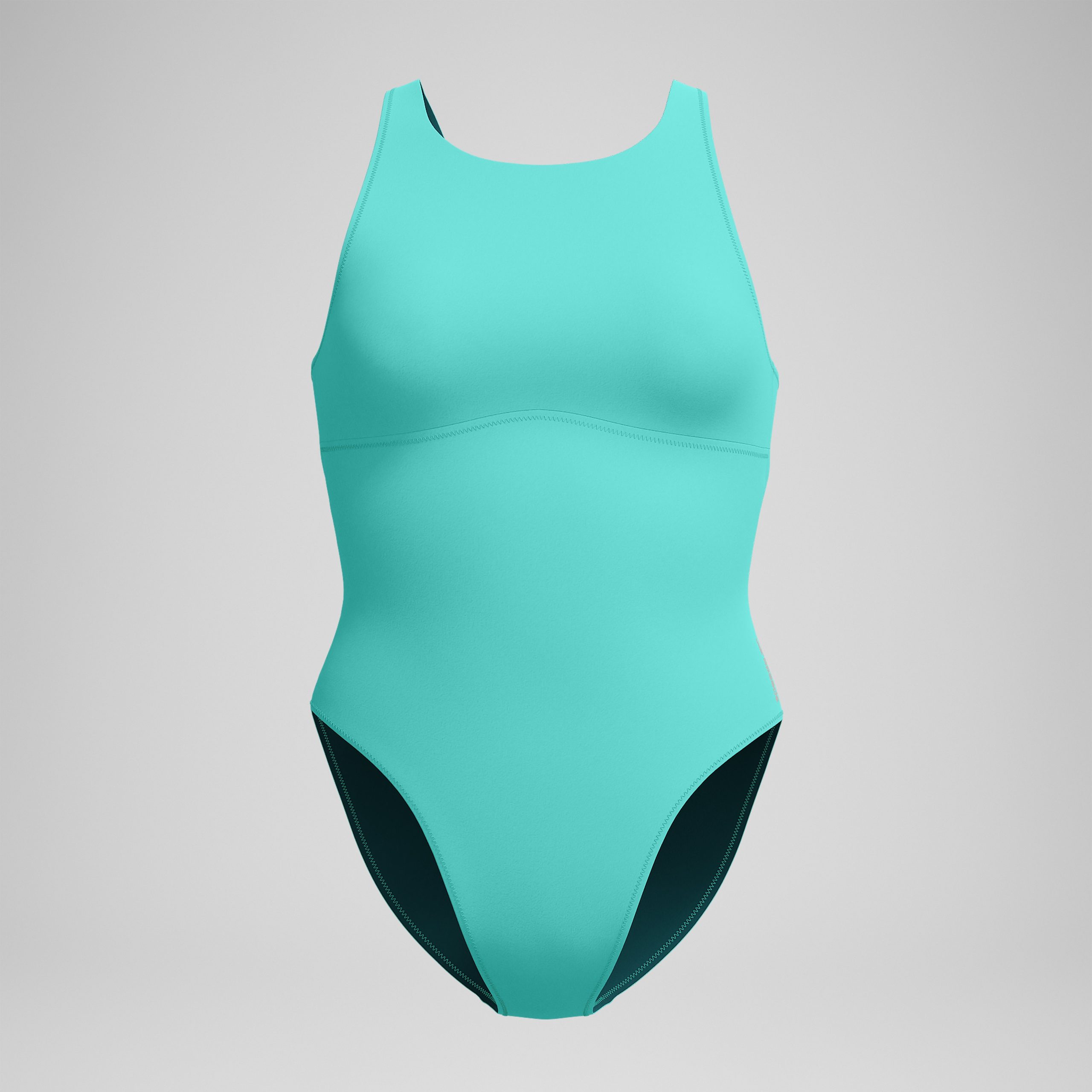 Women's Solid Highneck One Piece Turquoise - Image 5