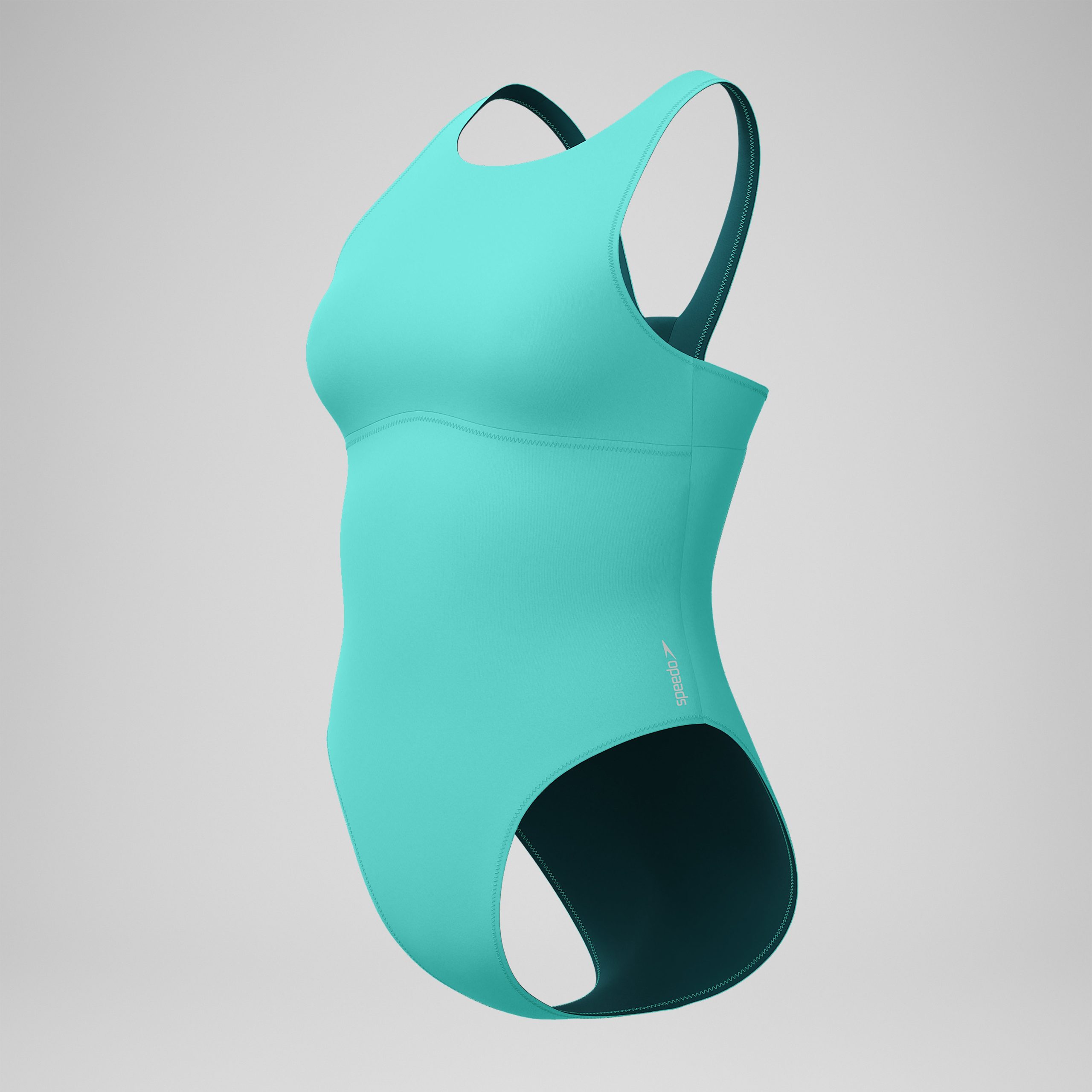 Women's Solid Highneck One Piece Turquoise - Image 8