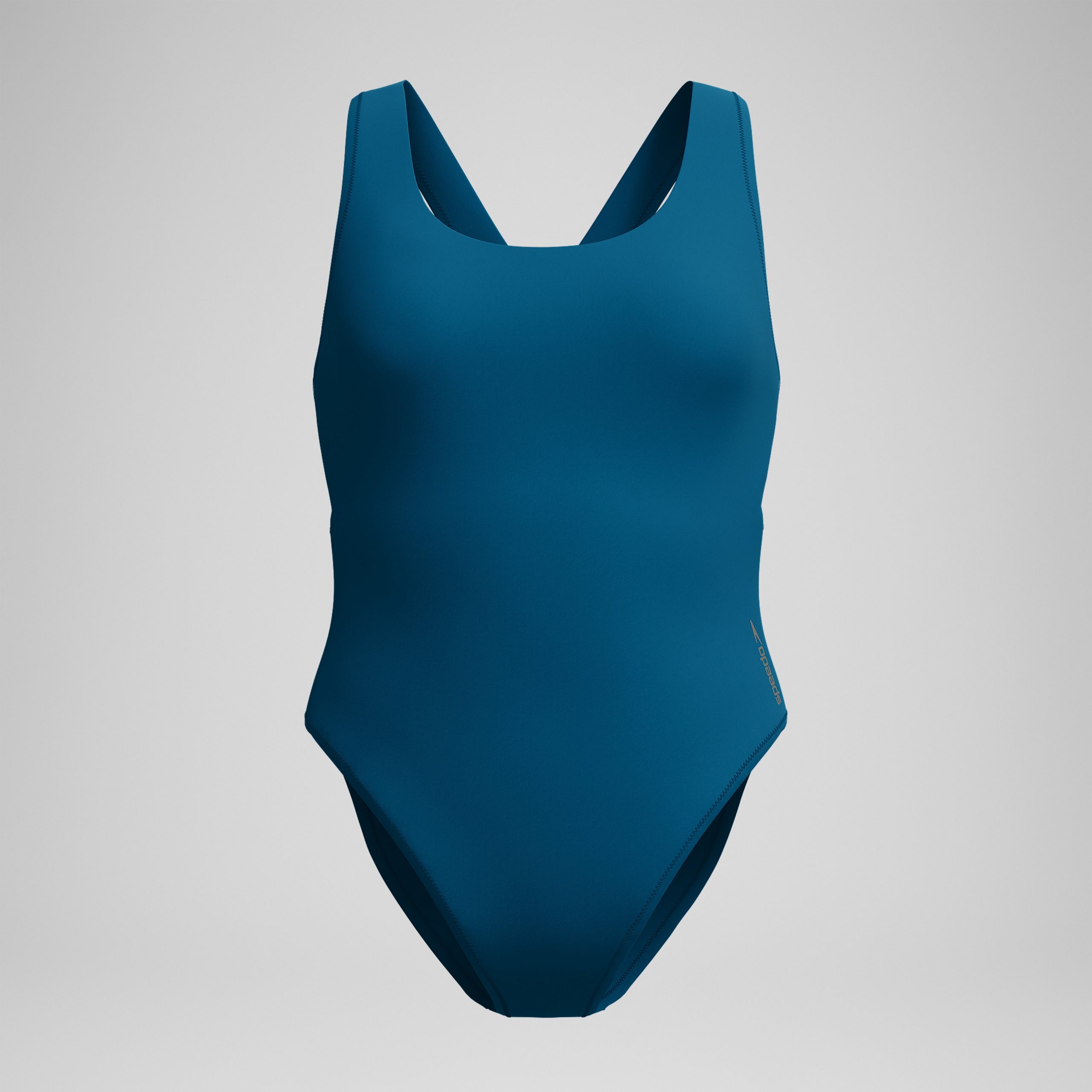 Women's Solid Scoop Neck Mesh One Piece Blue - Image 5