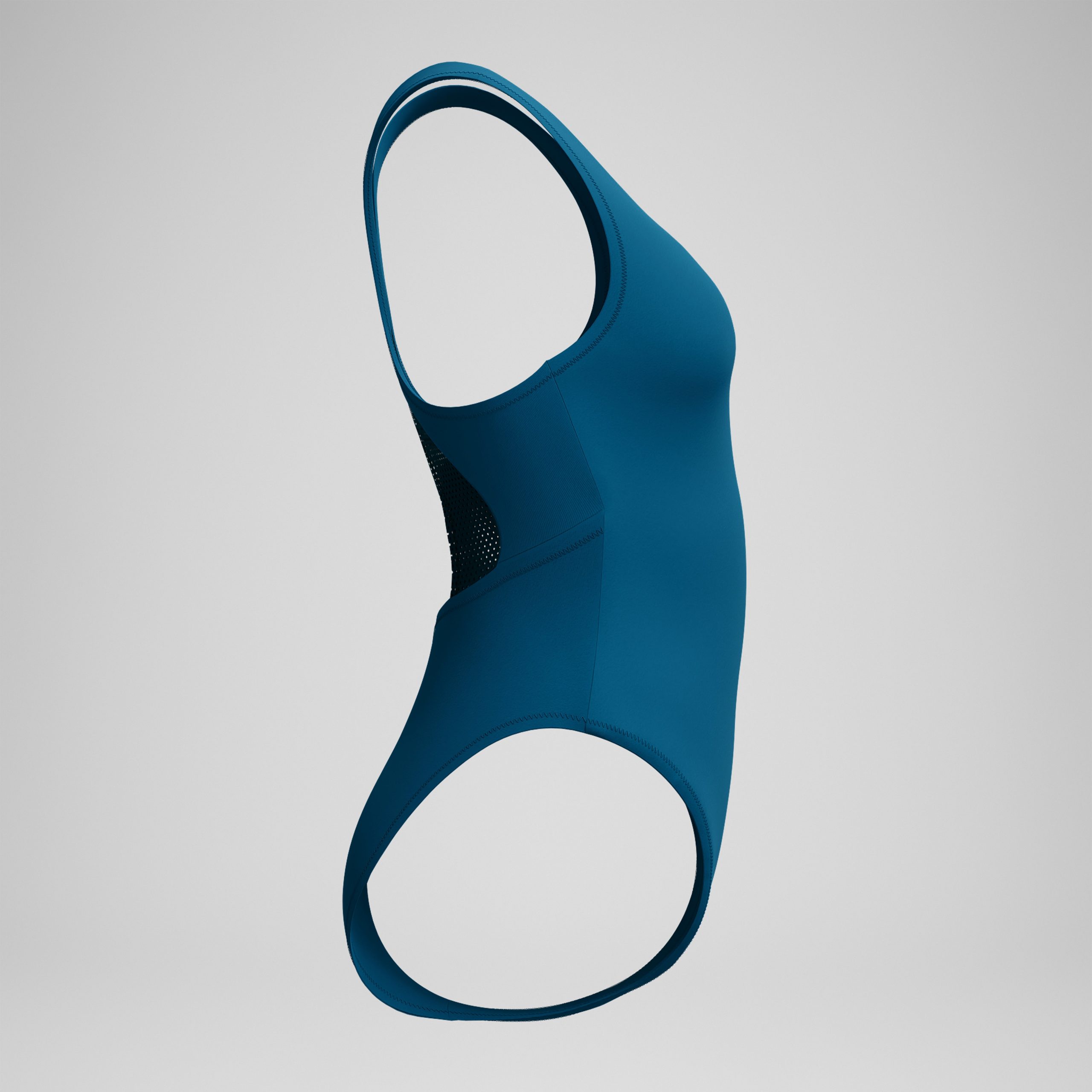 Women's Solid Scoop Neck Mesh One Piece Blue - Image 6
