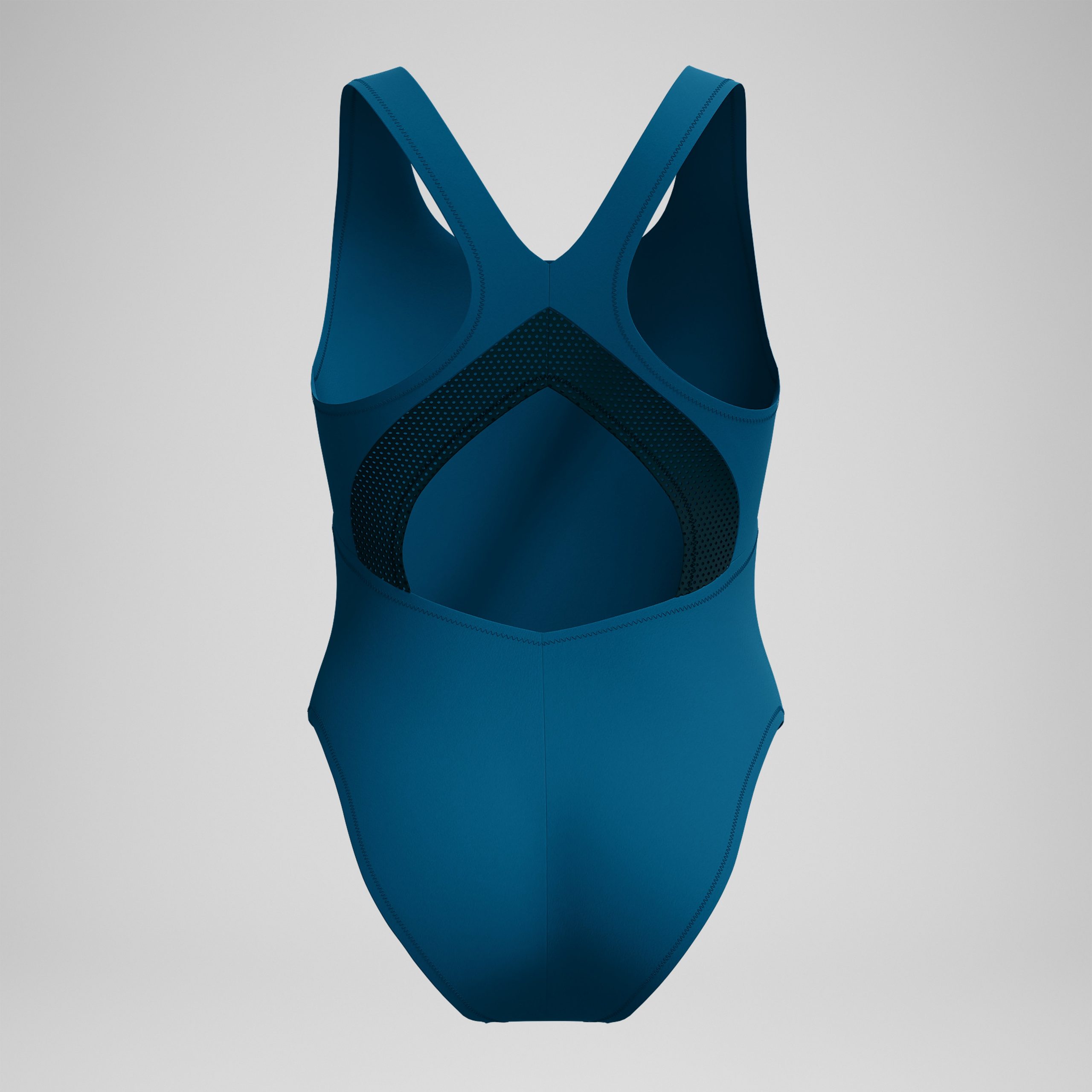 Women's Solid Scoop Neck Mesh One Piece Blue - Image 7