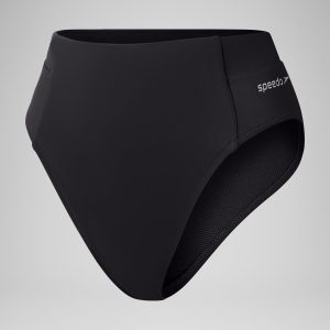 Women's Solid High Waist Bikini Bottom Black