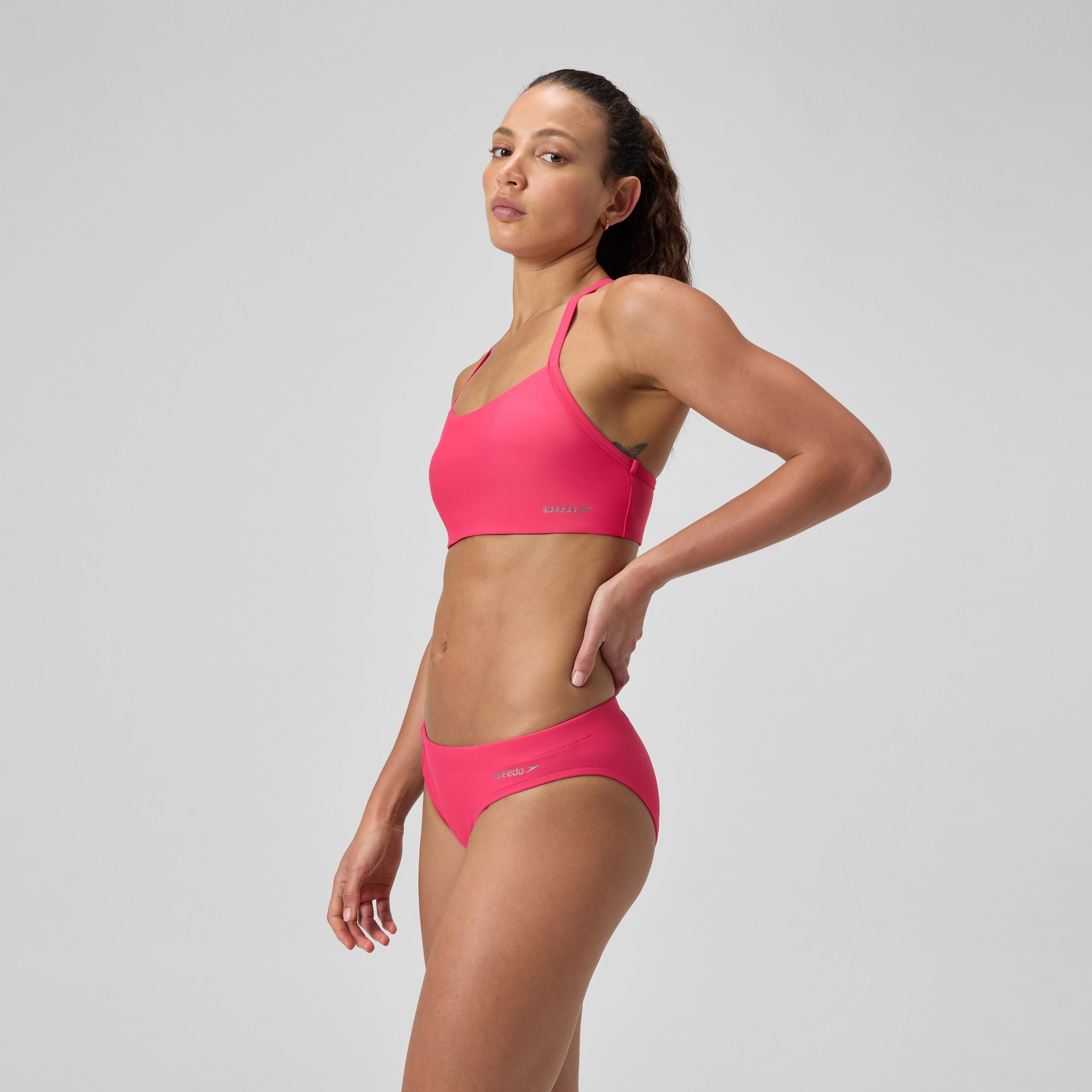 Women's Solid Classic Bikini Bottom Pink - Image 3