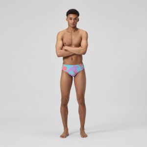 Men's Printed One Brief Purple