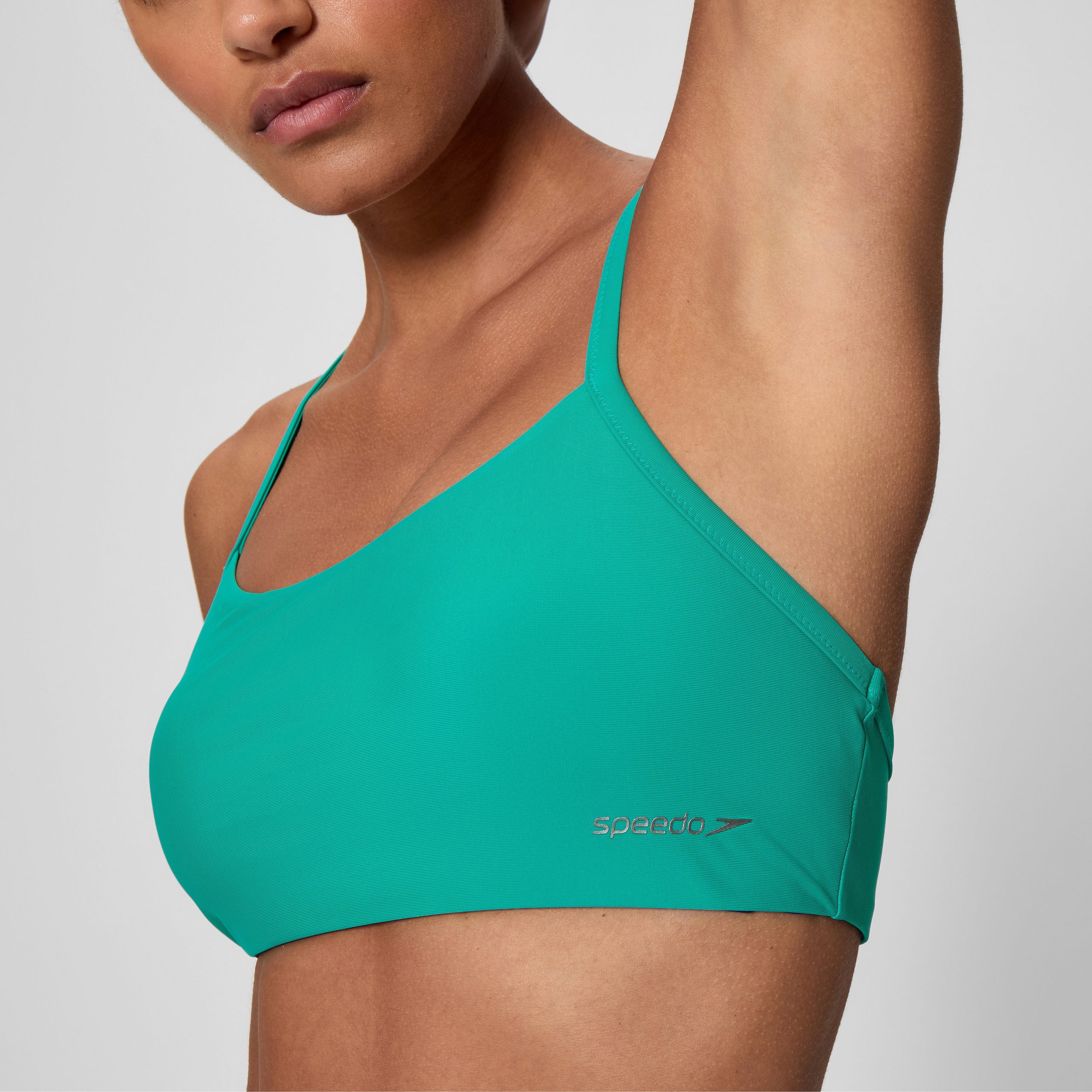 Women's Solid Racerback Bikini Top Teal - Image 10