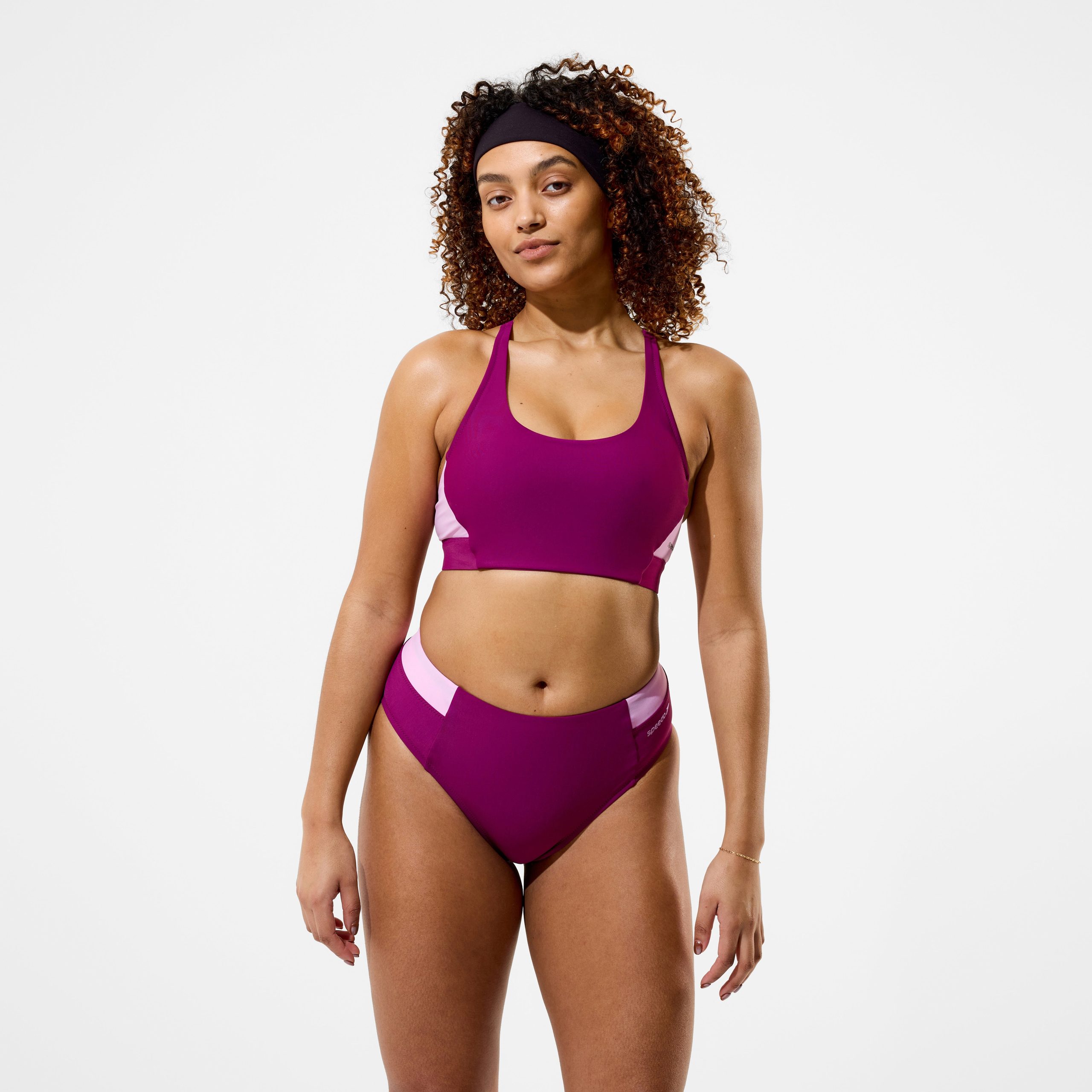 Women's Colorblock Bikini Top Dark Pink